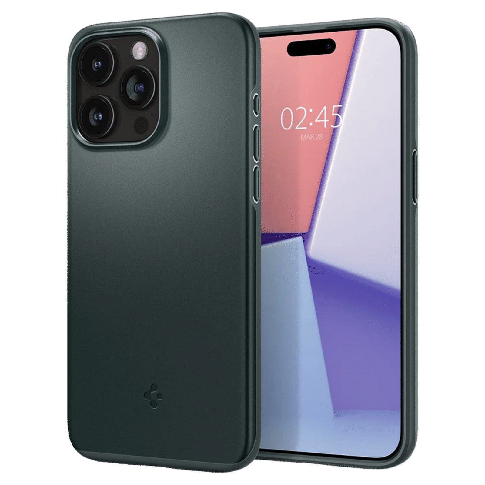 spigen Thin Fit Hard Polycarbonate Back Cover for Apple iPhone 15 Pro (Air Cushion Technology, Abyss Green)