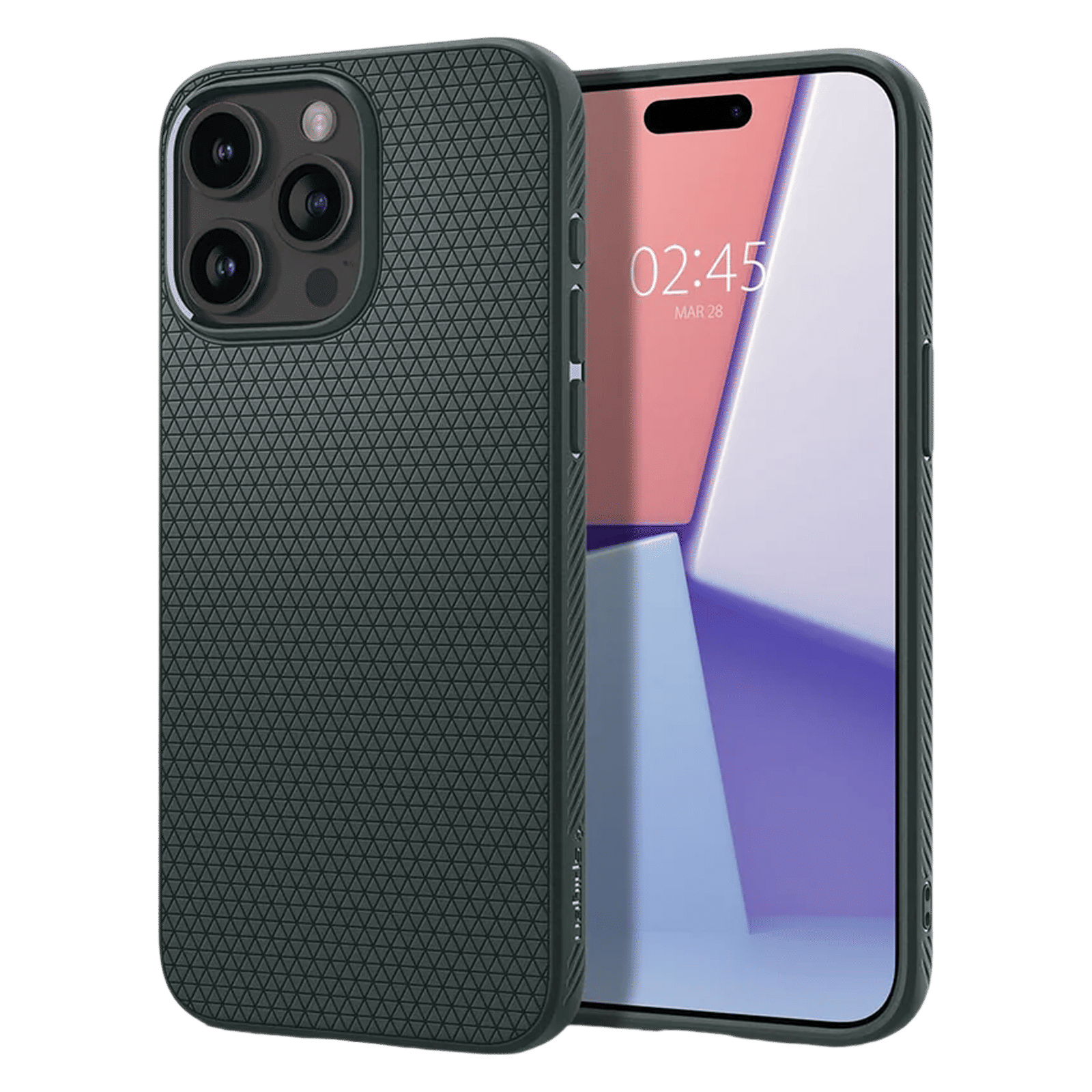 spigen Liquid Air TPU Back Cover for Apple iPhone 15 Pro (Supports Wireless Charging, Abyss Green)