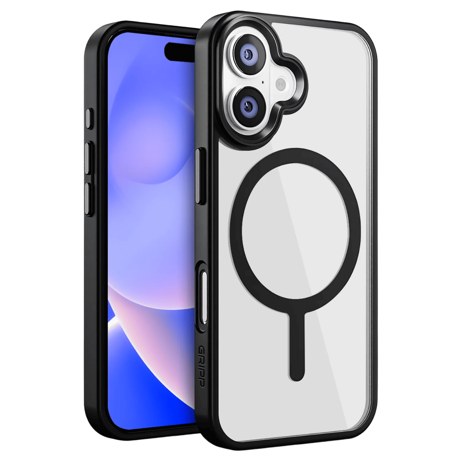 GRIPP Clarion Hard & Soft TPU & Polycarbonate Back Cover for Apple iPhone 16 (MagSafe Compatibility, Black)