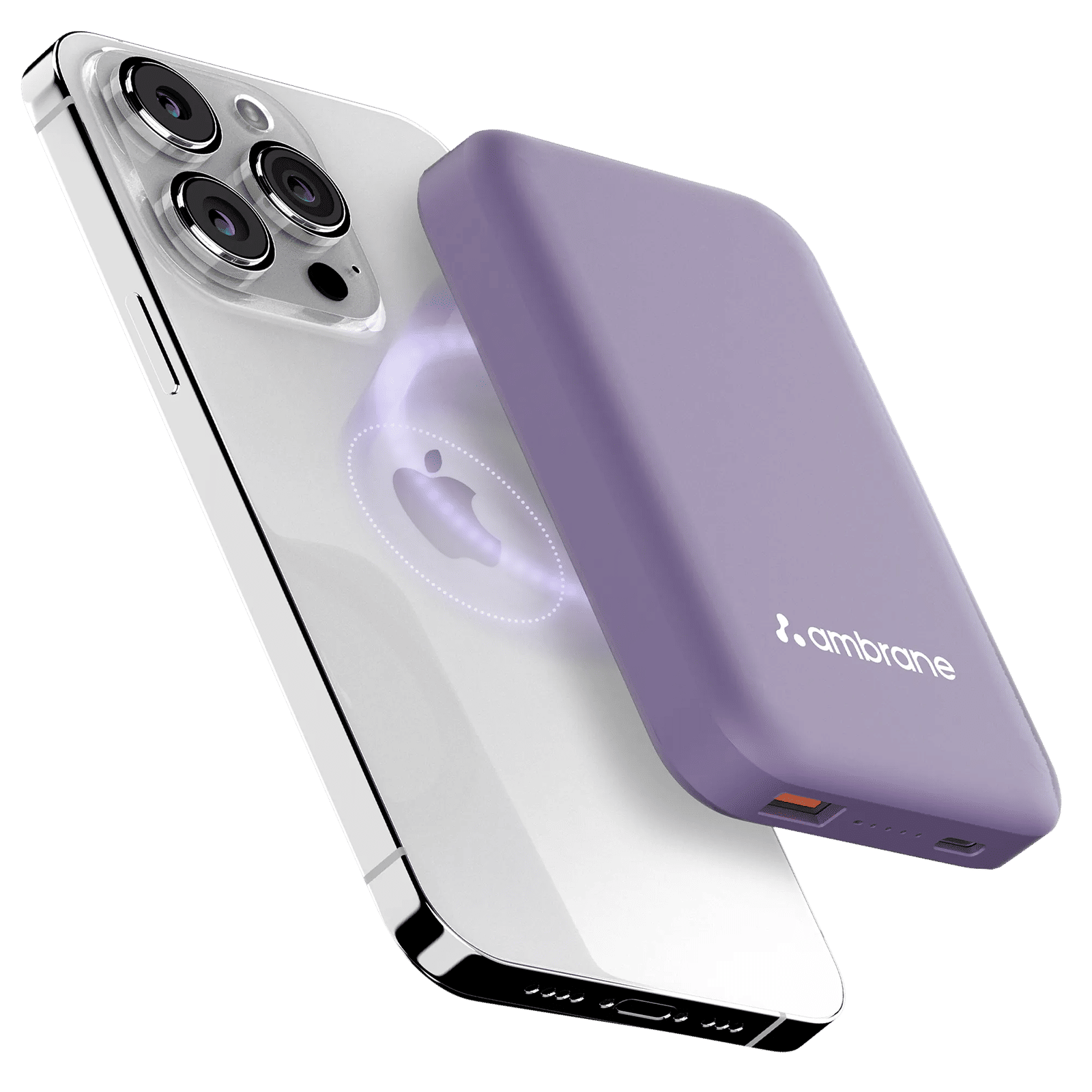 ambrane Aerosync PB 12 10000 mAh 22.5W Fast Charging Power Bank (1 Type A Port, 1 Type C Port, Rubberized Coating, Wireless Charging, Purple)