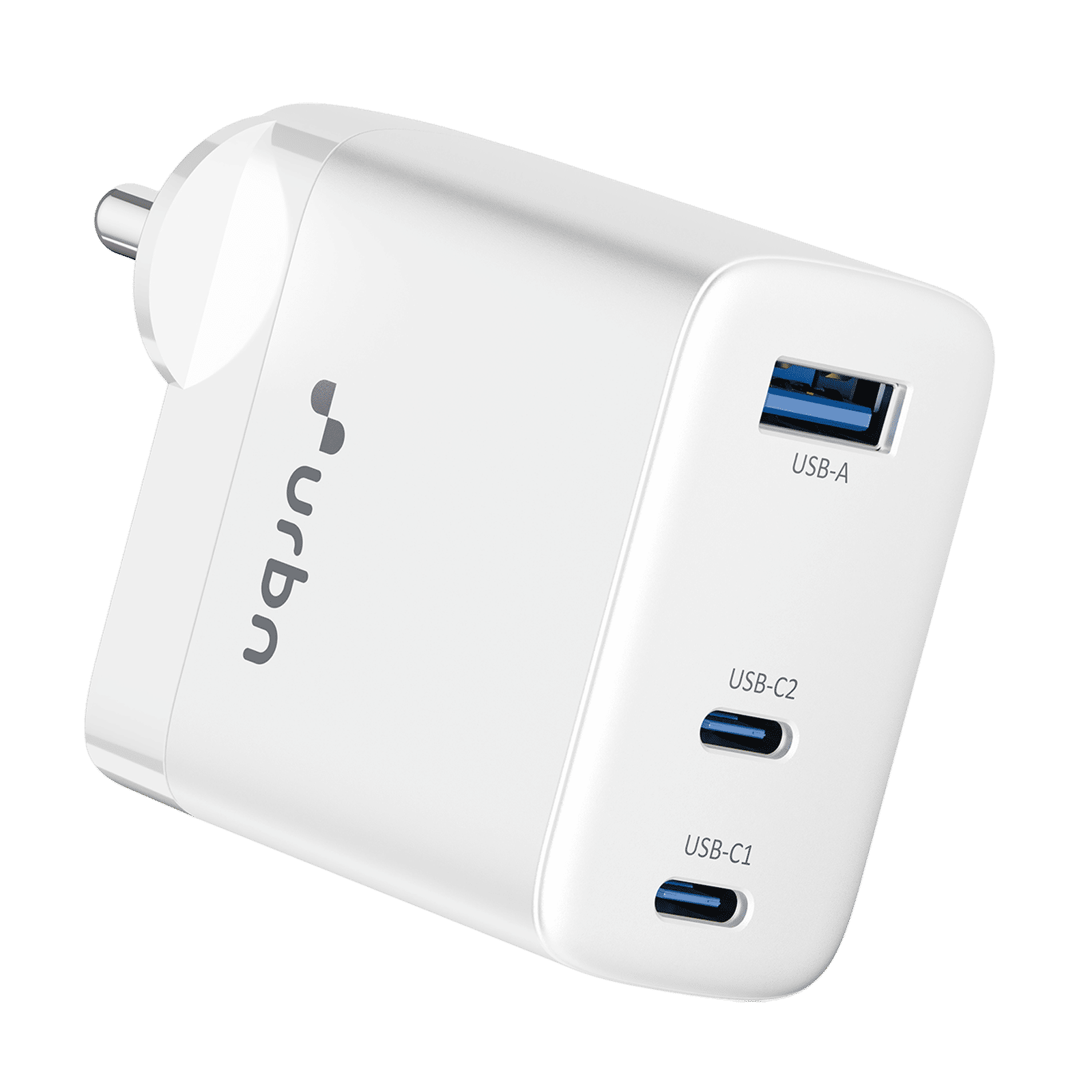 urbn UWA670 67W Type A & Type C 3-Port Fast Charger (Adapter Only, GaN Pro Technology, White)