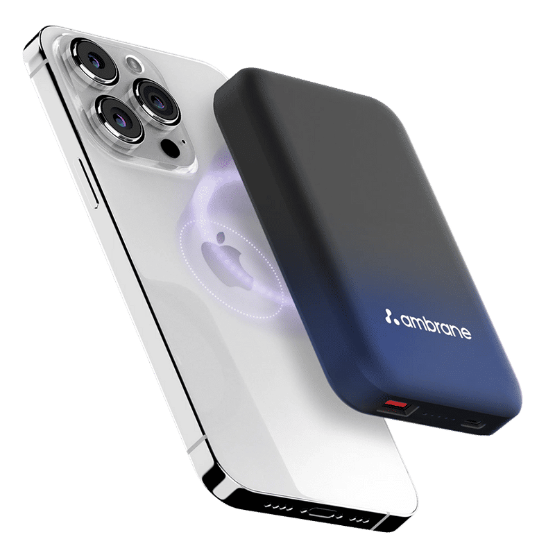 ambrane Aerosync Snap 10000 mAh 22.5W Fast Charging Power Bank (1 Type A Port, 1 Type C Port, Rubberized Coating, SafeCharge Technology, Blue)