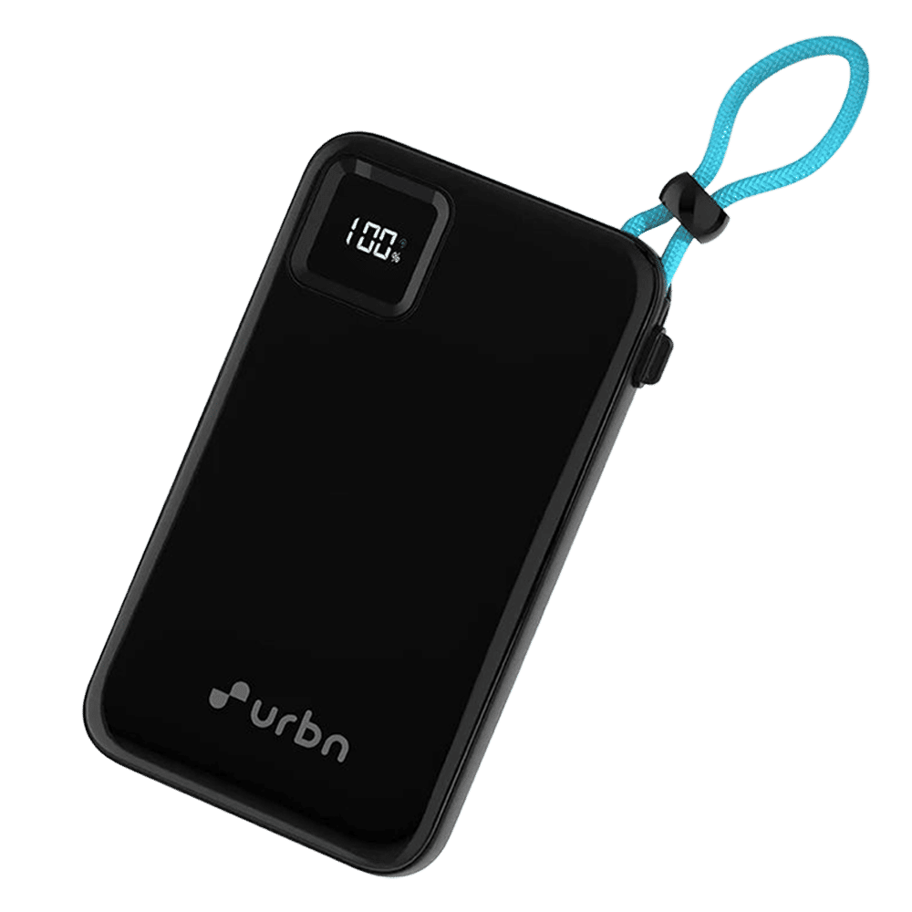 urbn Ultra Link 10000 mAh 22.5W Fast Charging Power Bank (2 Type C & 1 Type A Port, 12 Layer Circuit Protection, Black)