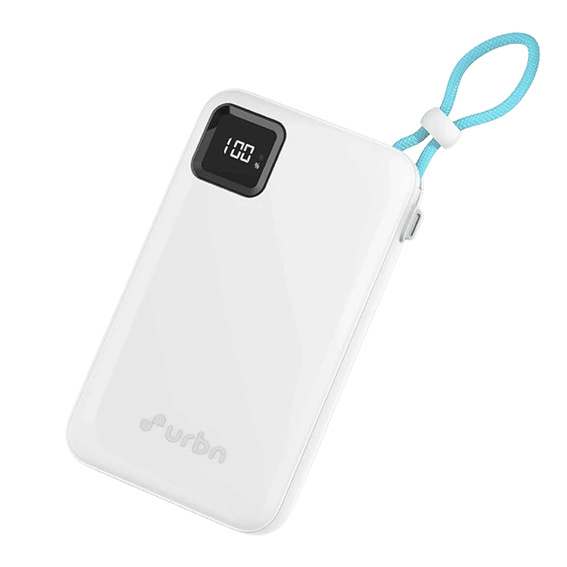 urbn Ultra Link 10000 mAh 22.5W Fast Charging Power Bank (2 Type C & 1 Type A Port, 12 Layer Circuit Protection, White)