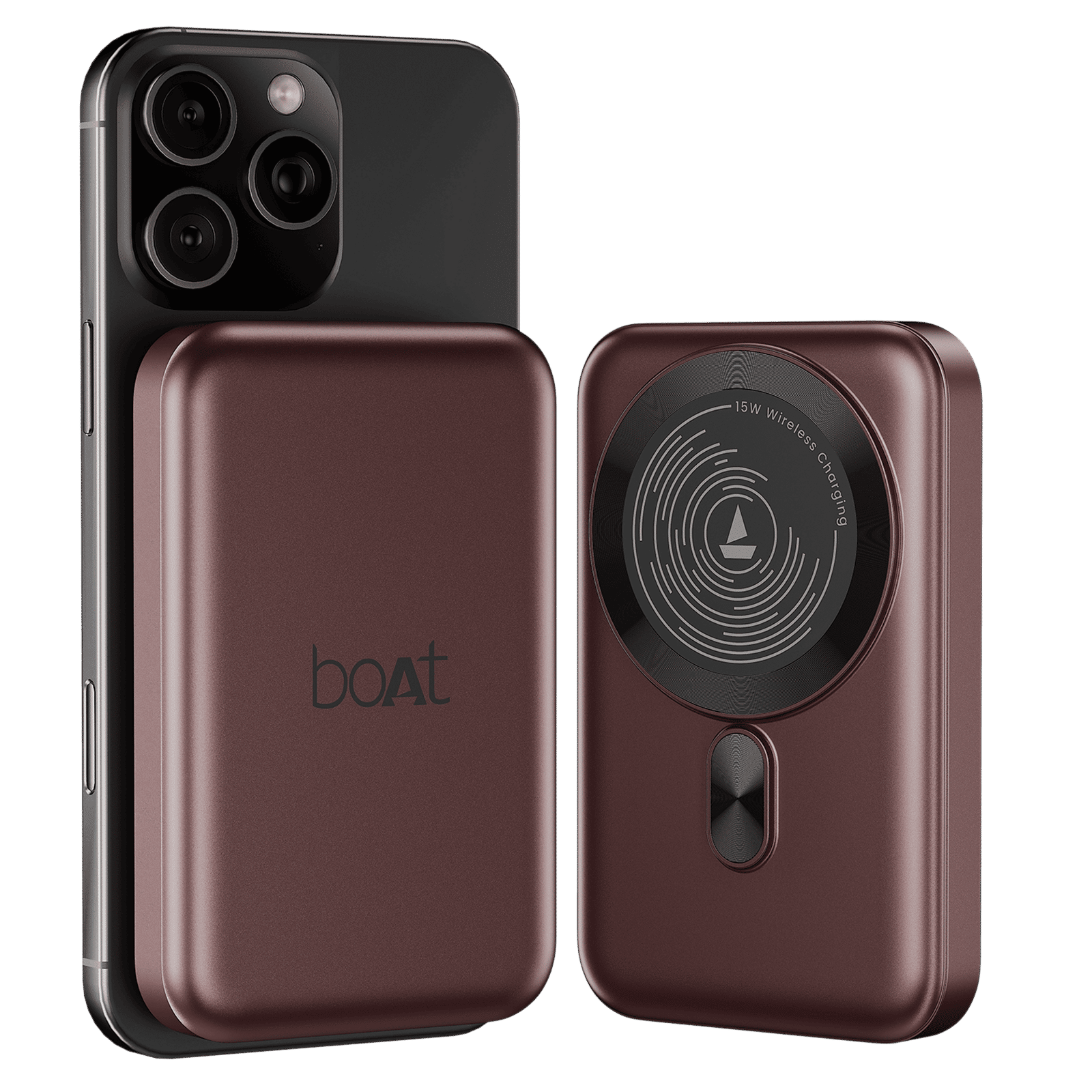 boAt Energyshroom PB331 10000 mAh 22.5W Fast Charging Power Bank (1 Type A & 1 Type C Port, Magnetic Wireless Charging, Wine Red)