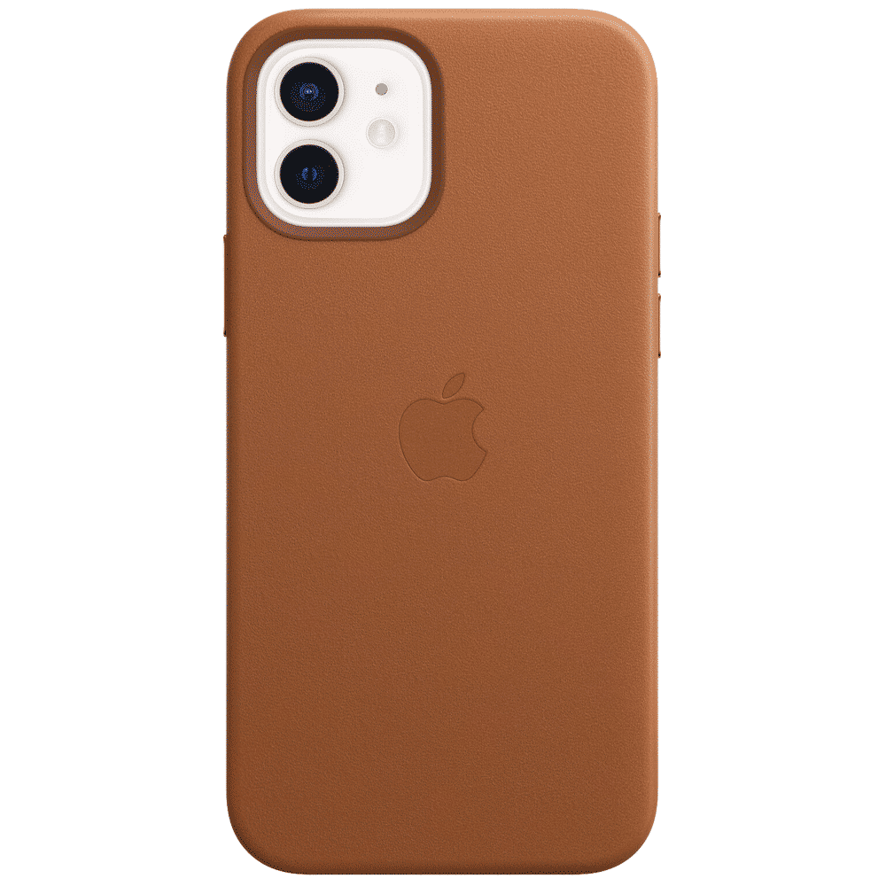 Apple Leather Back Case For iPhone 12 Mini (Magsafe Charging Accessibility, MHK93ZM/A, Saddle Brown)