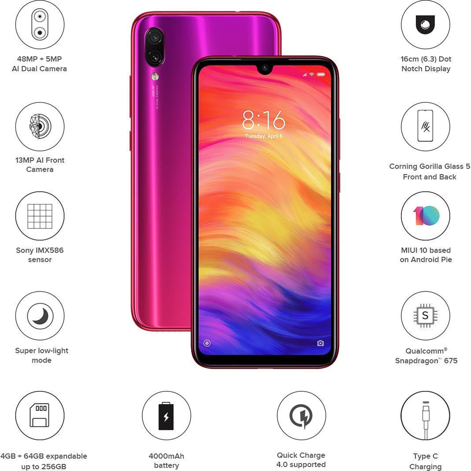 In India Redmi Note 4gb Ram 64GB, 4GB RAM, Ruby Red Mi Redmi Note 7S Phone At ₹ 10799