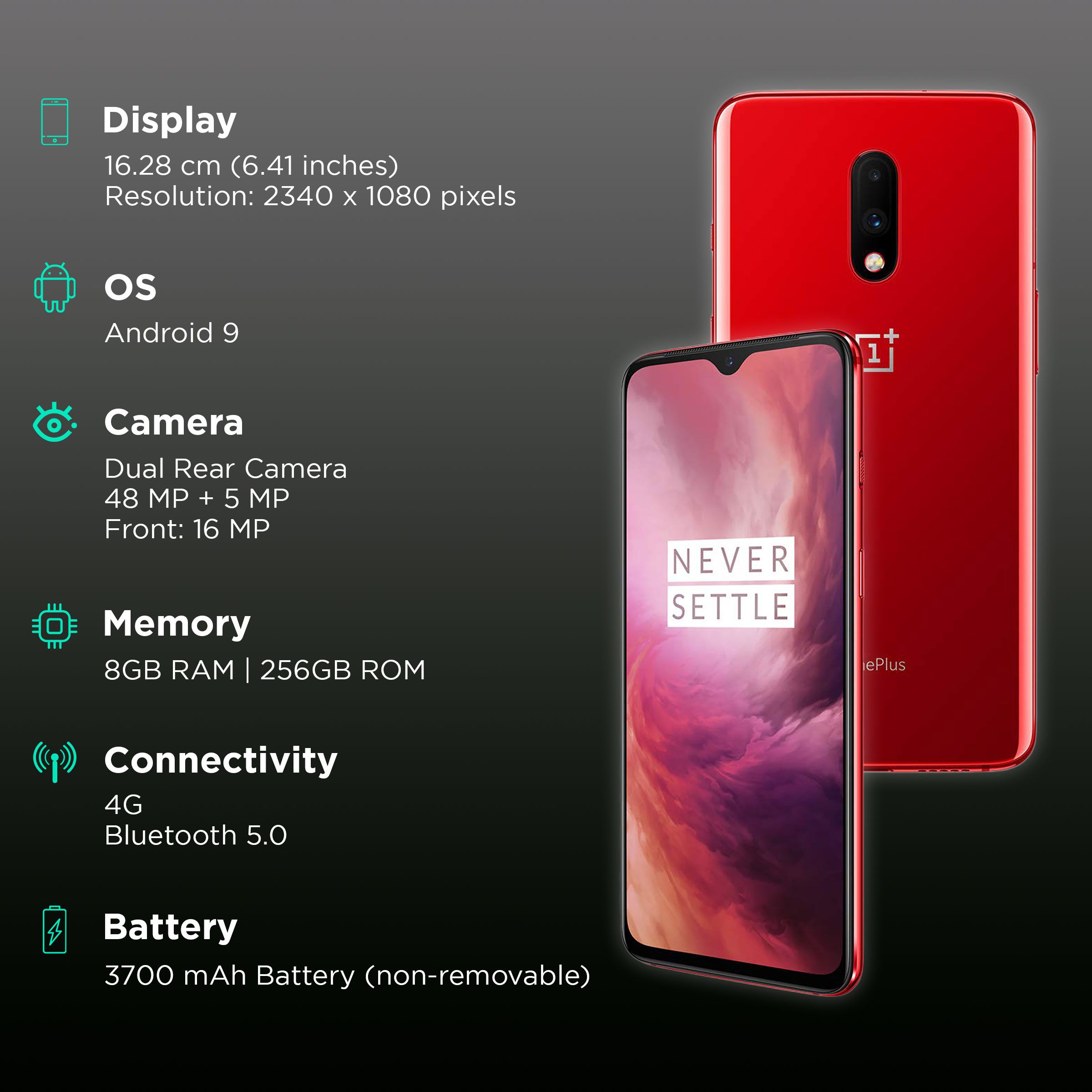 Buy Refurbished OnePlus 7 (8GB RAM, 256GB, Mirror Red) Online - Croma