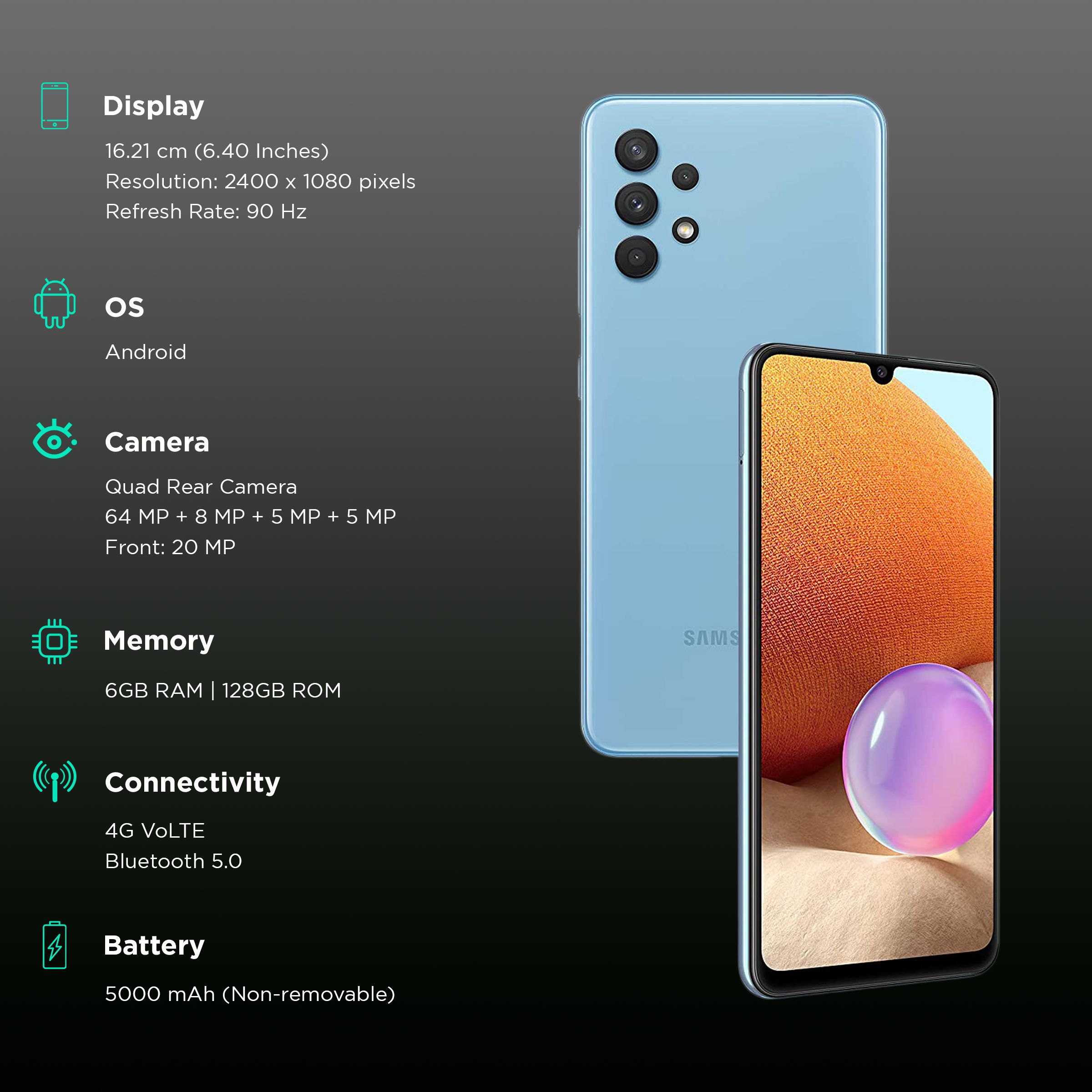 Buy Samsung Galaxy A32 (6GB RAM, 128GB, Awesome Blue) Online Croma