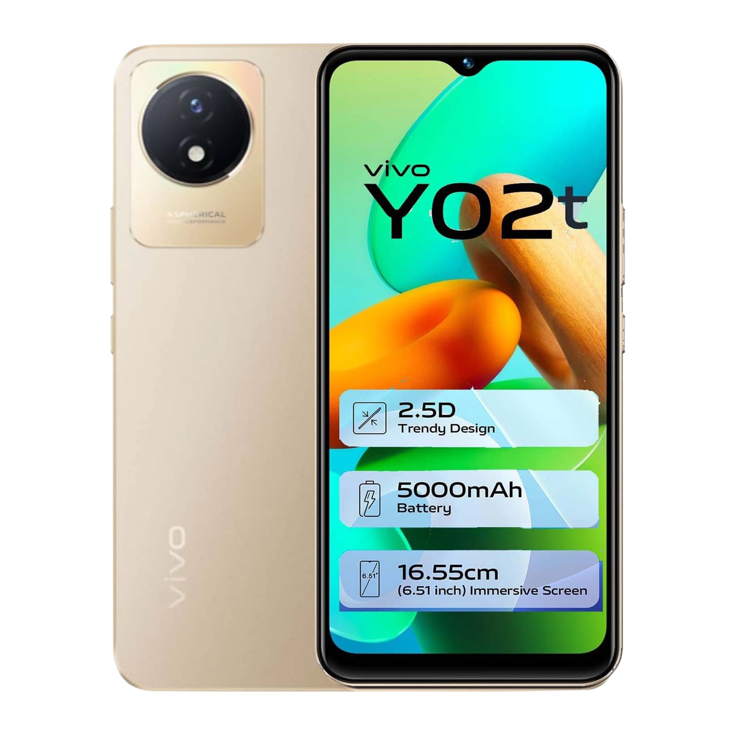 vivo Y02T (4GB RAM, 64GB, Sunset Gold)