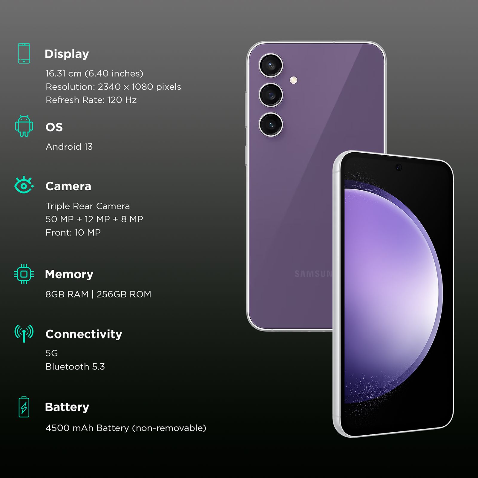 Buy SAMSUNG Galaxy S23 FE 5G (8GB RAM, 256GB, Purple) Online Croma