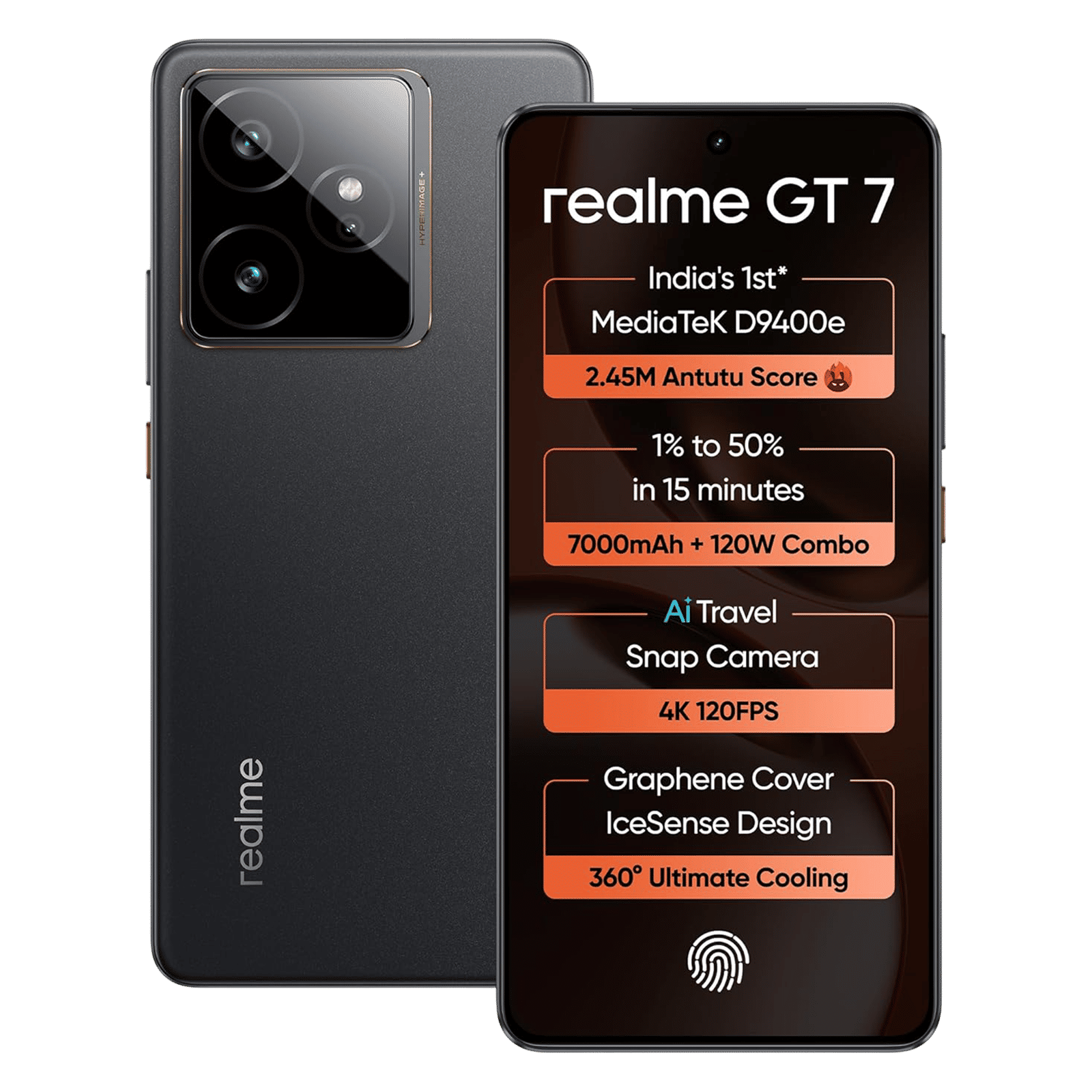 realme GT 7 5G (8GB RAM, 256GB, IceSense Black)