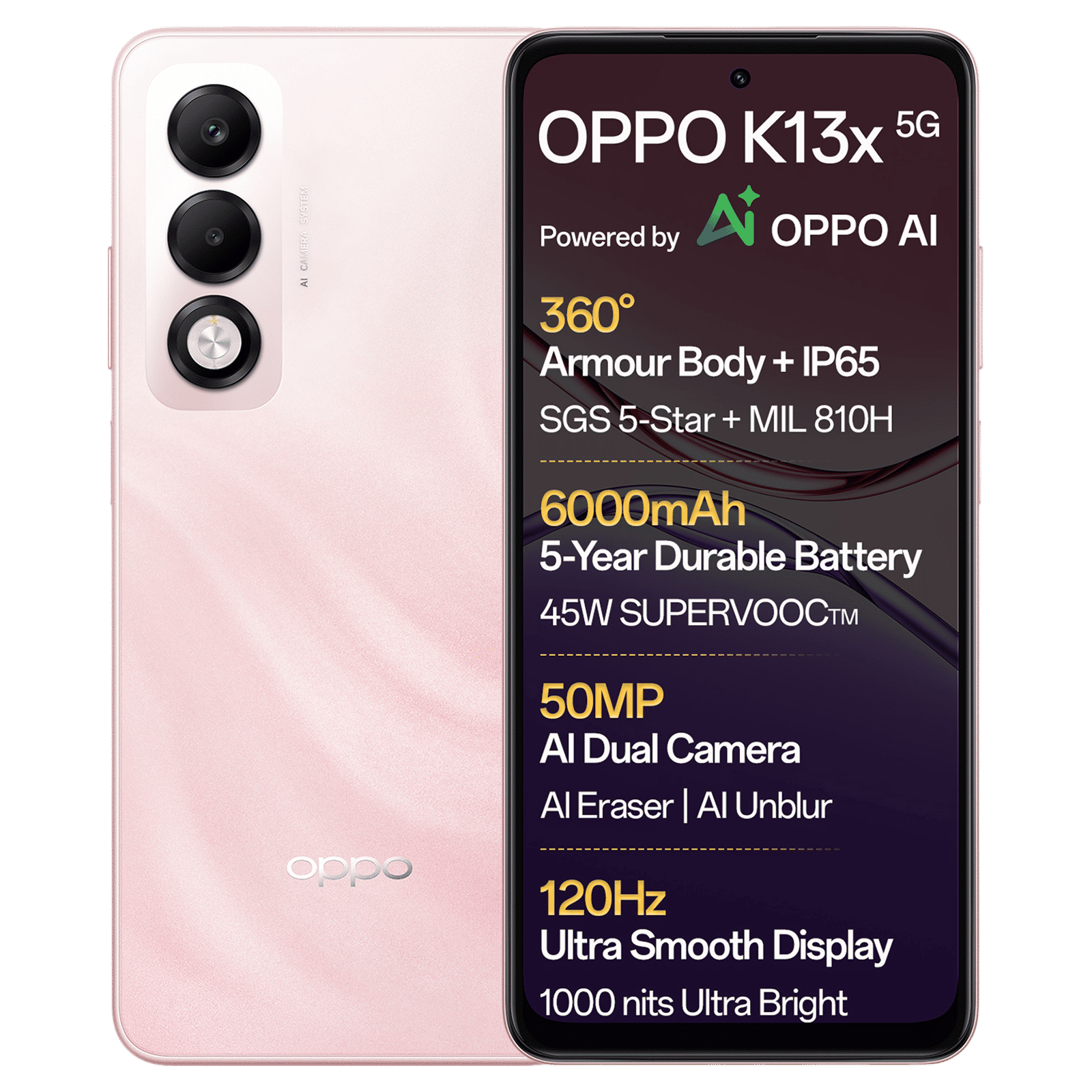 oppo K13x 5G (6GB RAM, 128GB, Sunset Peach)