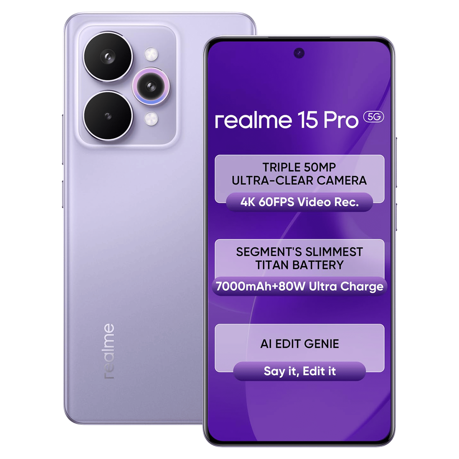 realme 15 Pro 5G (8GB RAM, 256GB, Silk Purple)