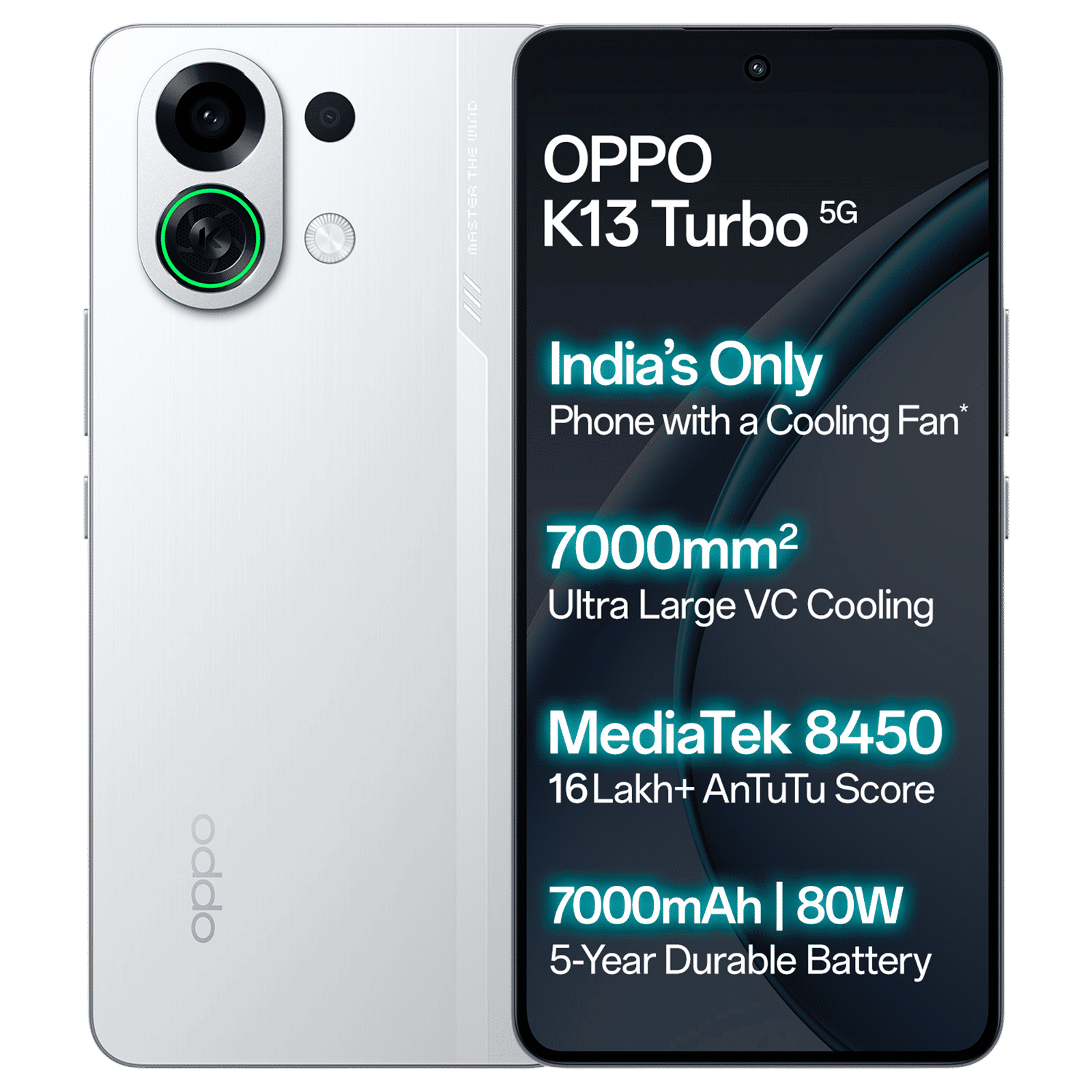 oppo K13 Turbo 5G (8GB RAM, 128GB, White Knight)
