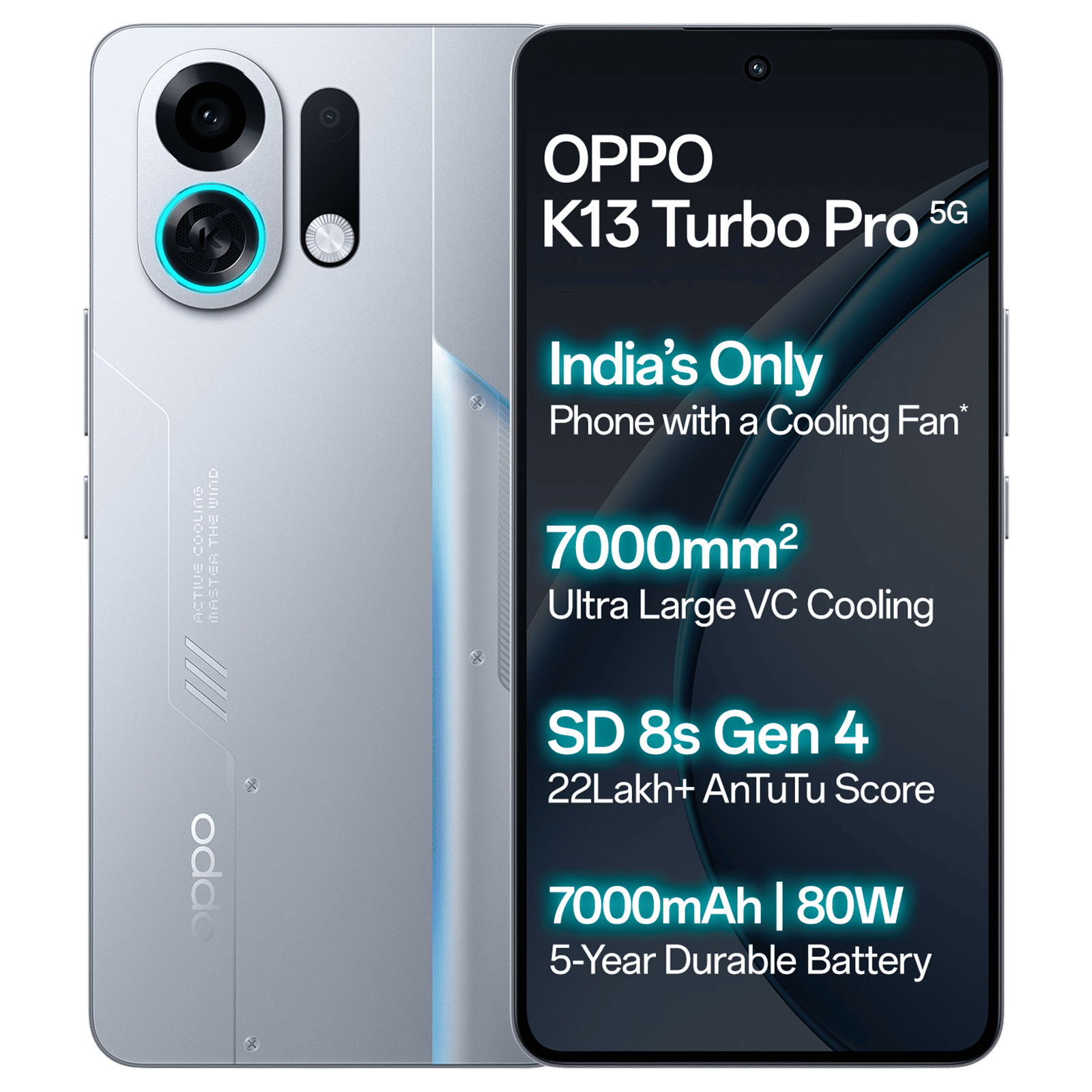 oppo K13 Turbo Pro 5G (8GB RAM, 256GB, Silver Knight)