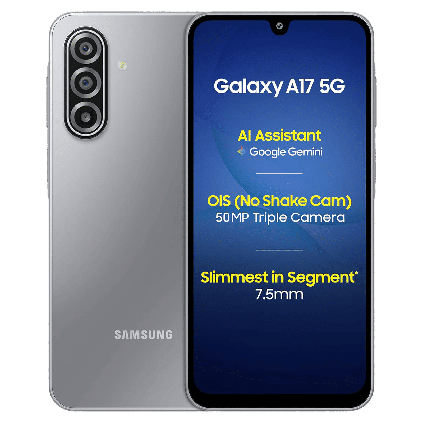 SAMSUNG Galaxy A17 5G (8GB RAM, 256GB, Gray)|With Travel Adapter