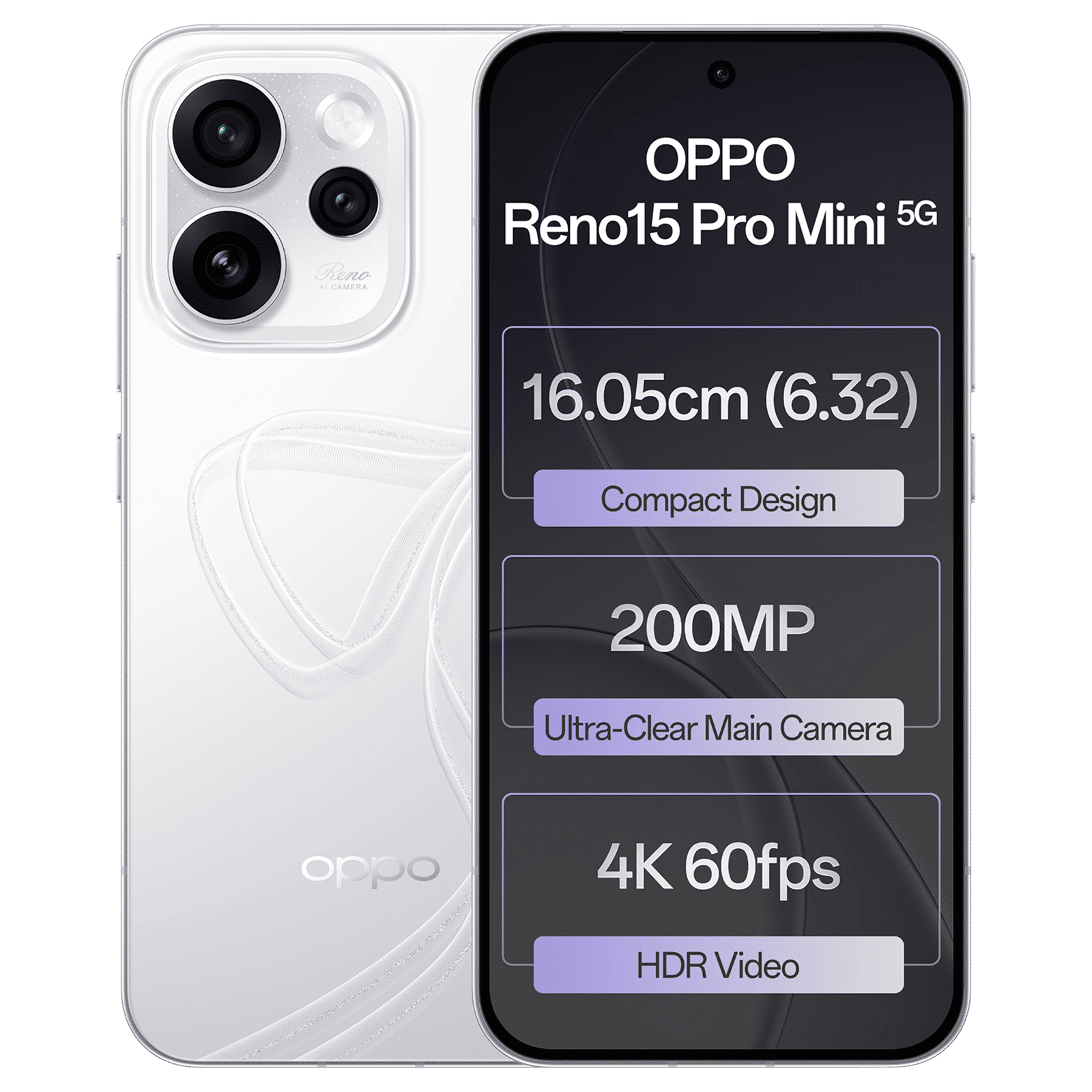 oppo Reno15 Pro Mini 5G (12GB RAM, 256GB, Glacier White)