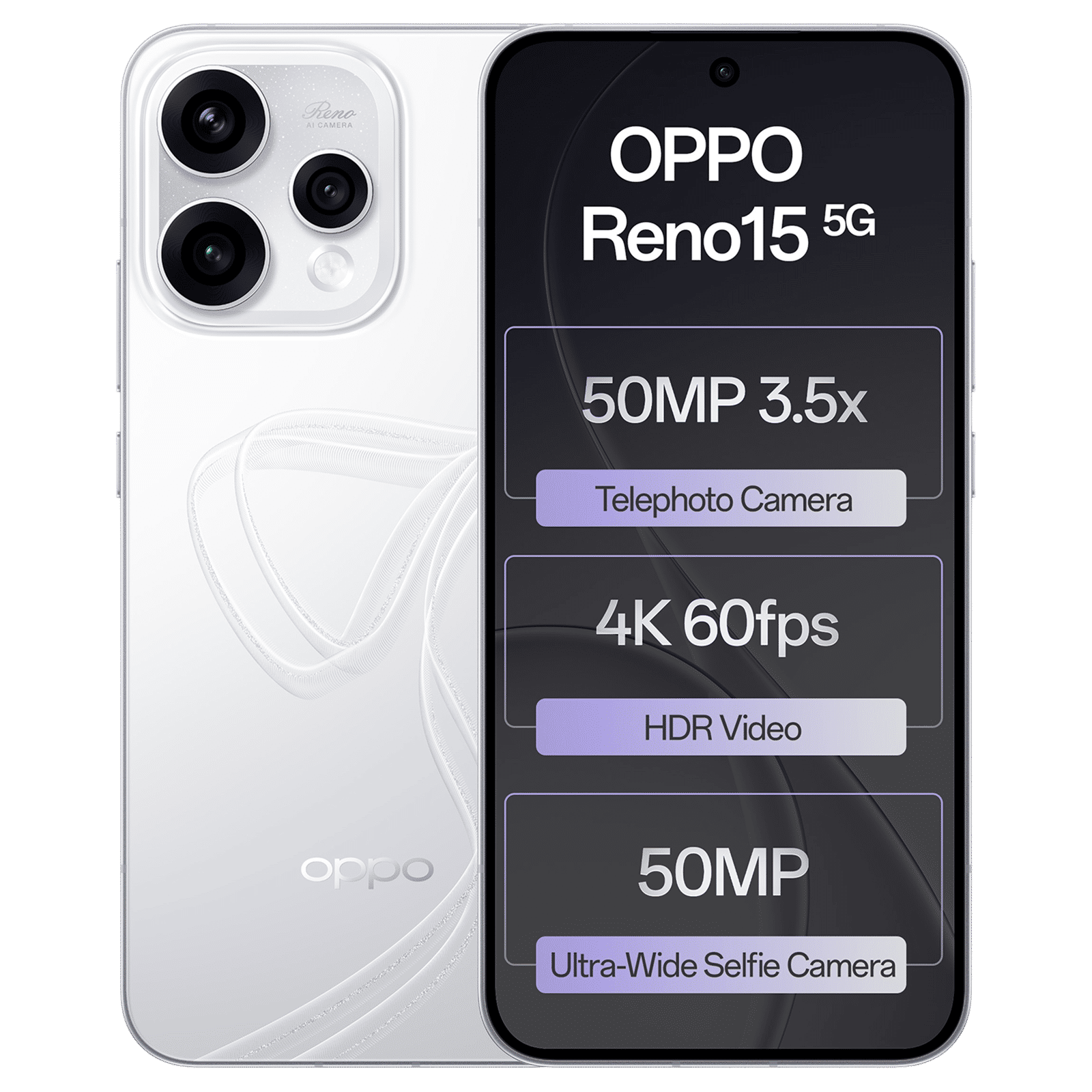 oppo Reno15 5G (12GB RAM, 256GB, Glacier White)