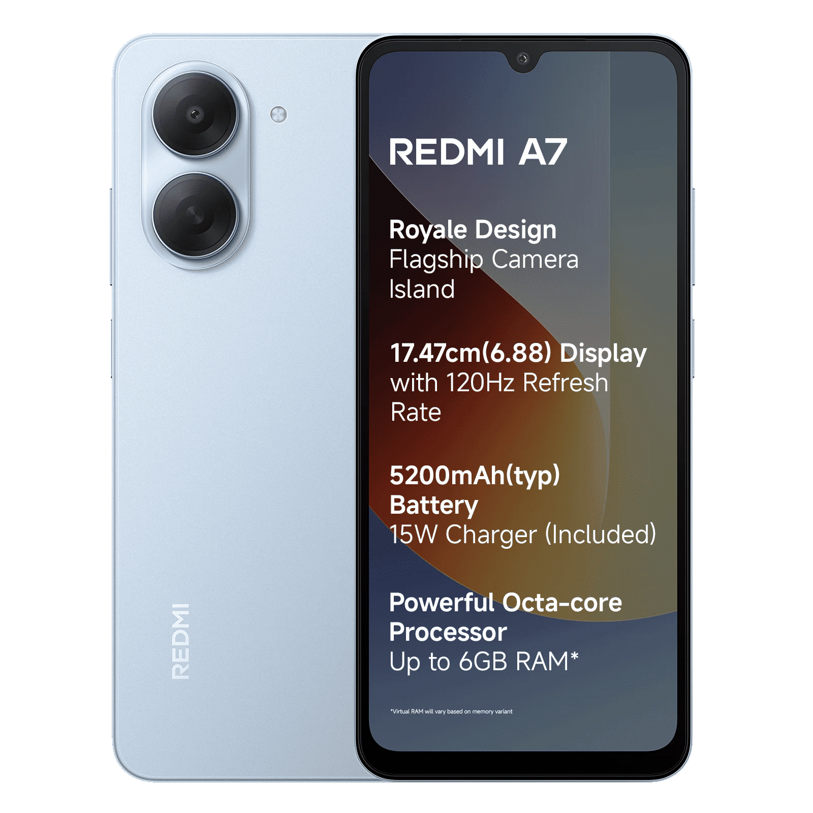 Redmi A7 (3GB RAM, 64GB, Sky Blue)
