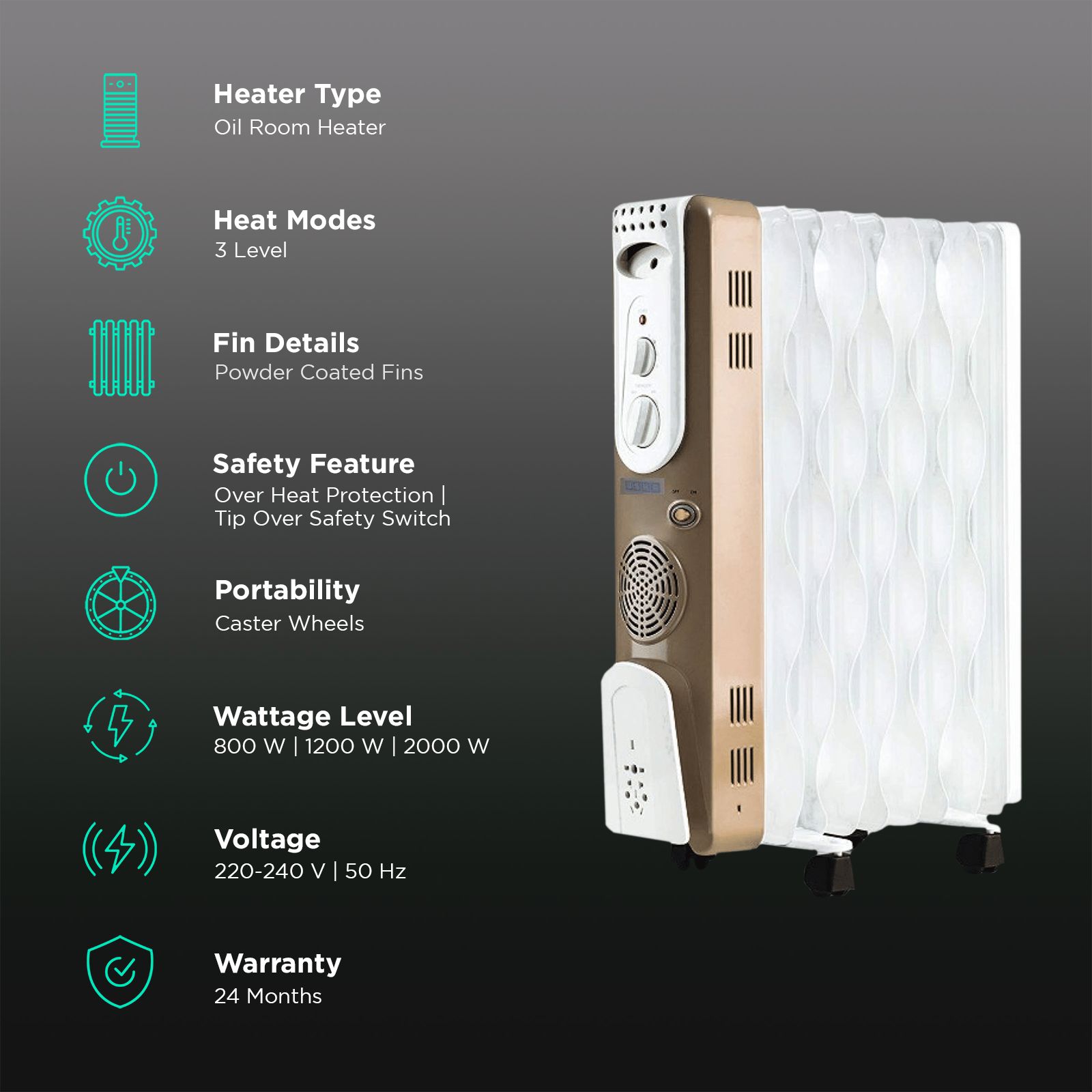 Usha OIL Filed Radiator 3609FS PTC