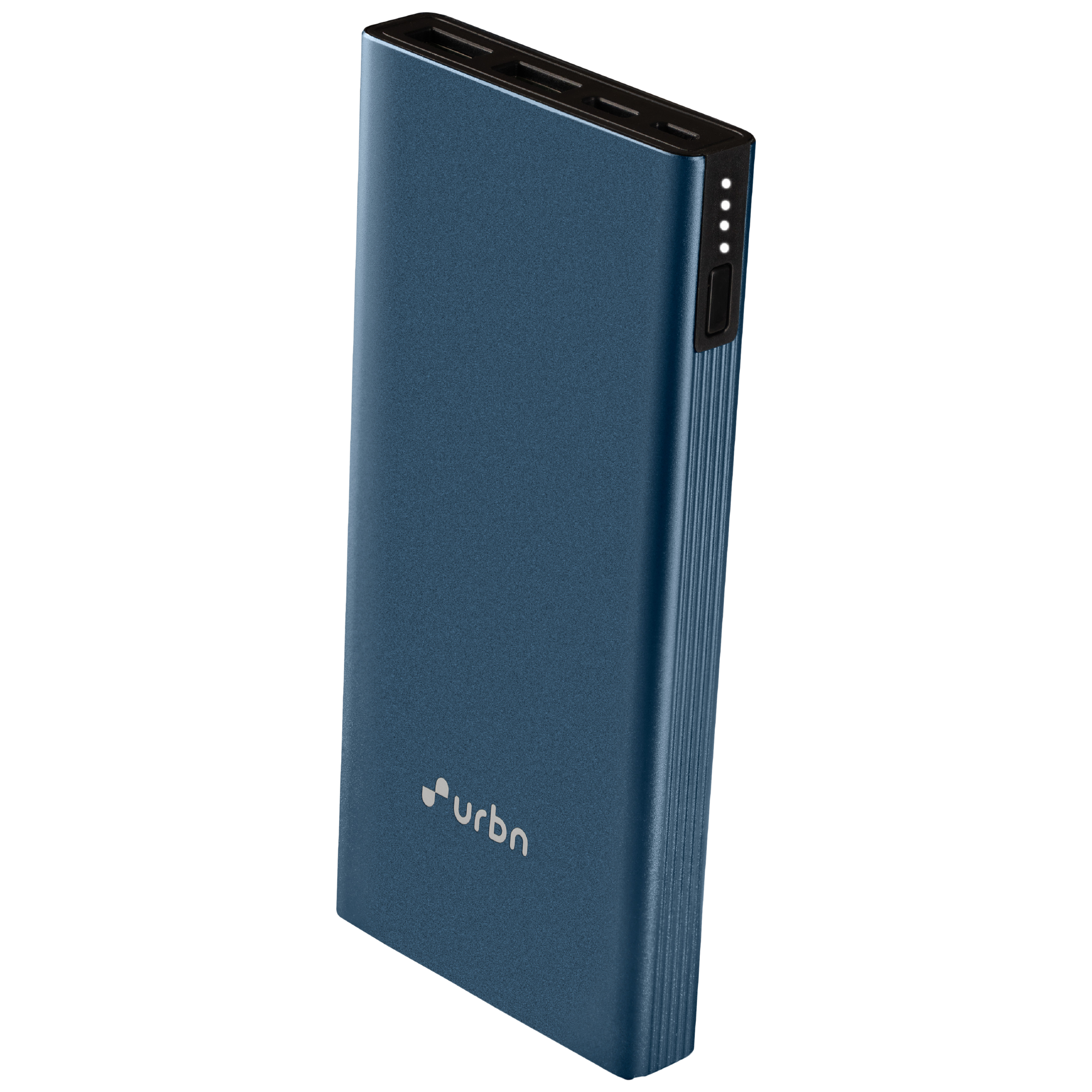urbn 10000 mAh 12W Fast Charging Power Bank (1 Micro USB Type B, 1 Type C & 2 Type A Ports, Ultra Slim Metal Body, BIS Certified, Blue)