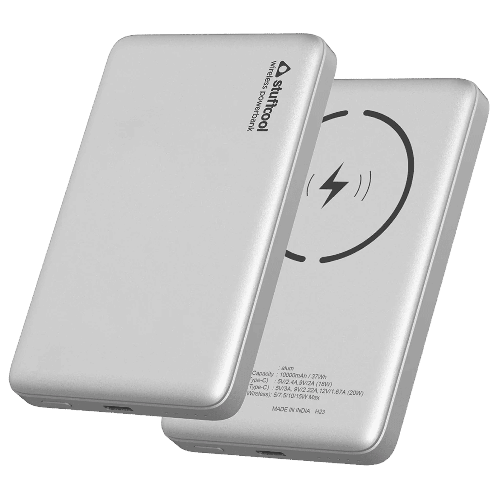 stuffcool Alum 10000 mAh 20W Fast Charging Power Bank (1 Type C Port, Short Circuit Protection, Silver)