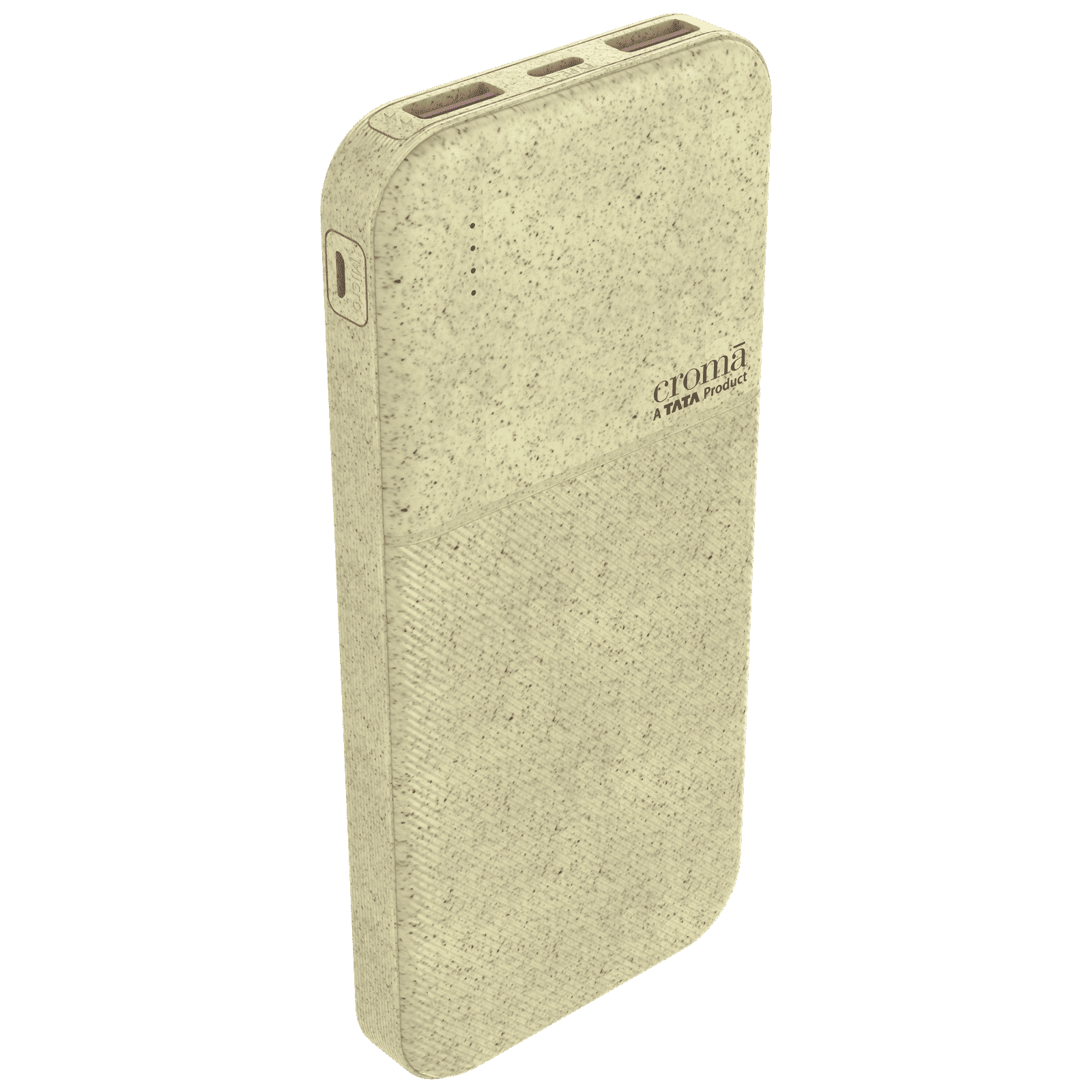 Croma 10000 mAh 22.5W Fast Charging Power Bank (2 Type A & 1 Type C Ports, Recycled Plastic Casing, Short Circuit Protection, Brown)