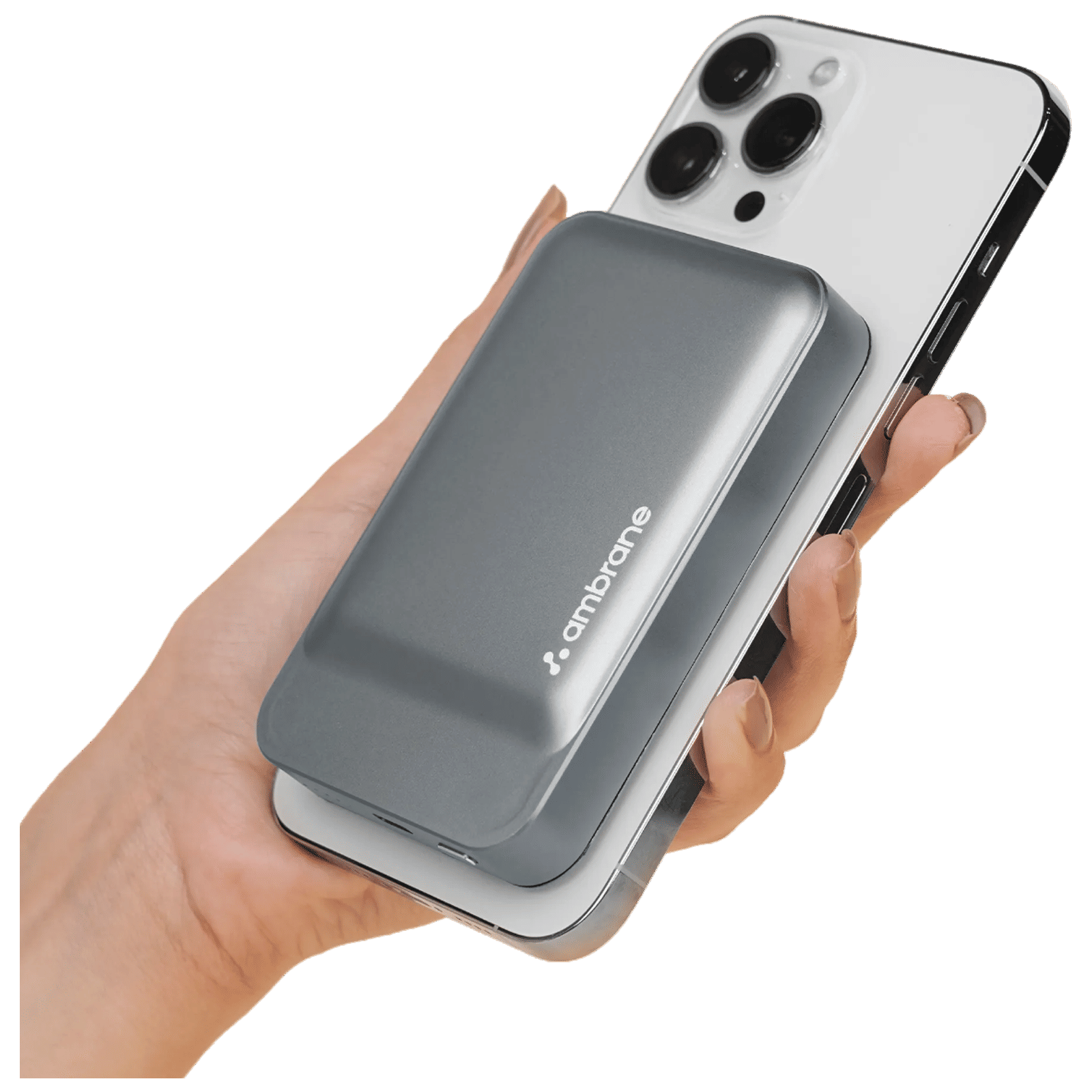 ambrane AeroSync PB Prime 10000 mAh 22W Fast Charging Power Bank (1 Type C Ports, Premium Metallic Body, MagSafe Compatible, Grey)