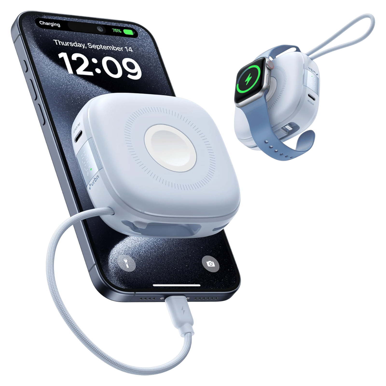 urbn Atom Link 10000 mAh 18W Fast Charging Power Bank (1 Type C Port, 12 Layers Circuit Protection, Light Blue)