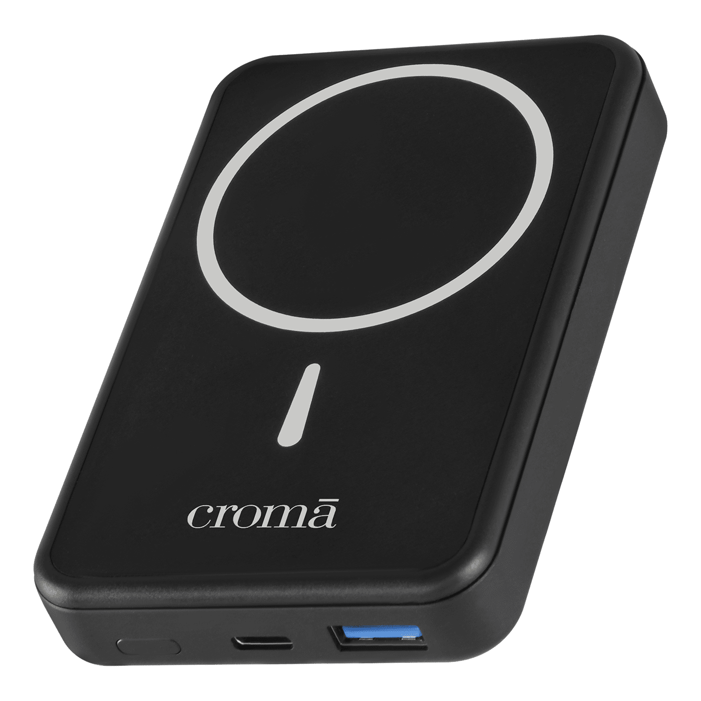 Croma 10000 mAh 22.5W Fast Charging Power Bank (1 Type A & 1 Type C Ports, Aluminium Casing, Magsafe Compatible, Black)