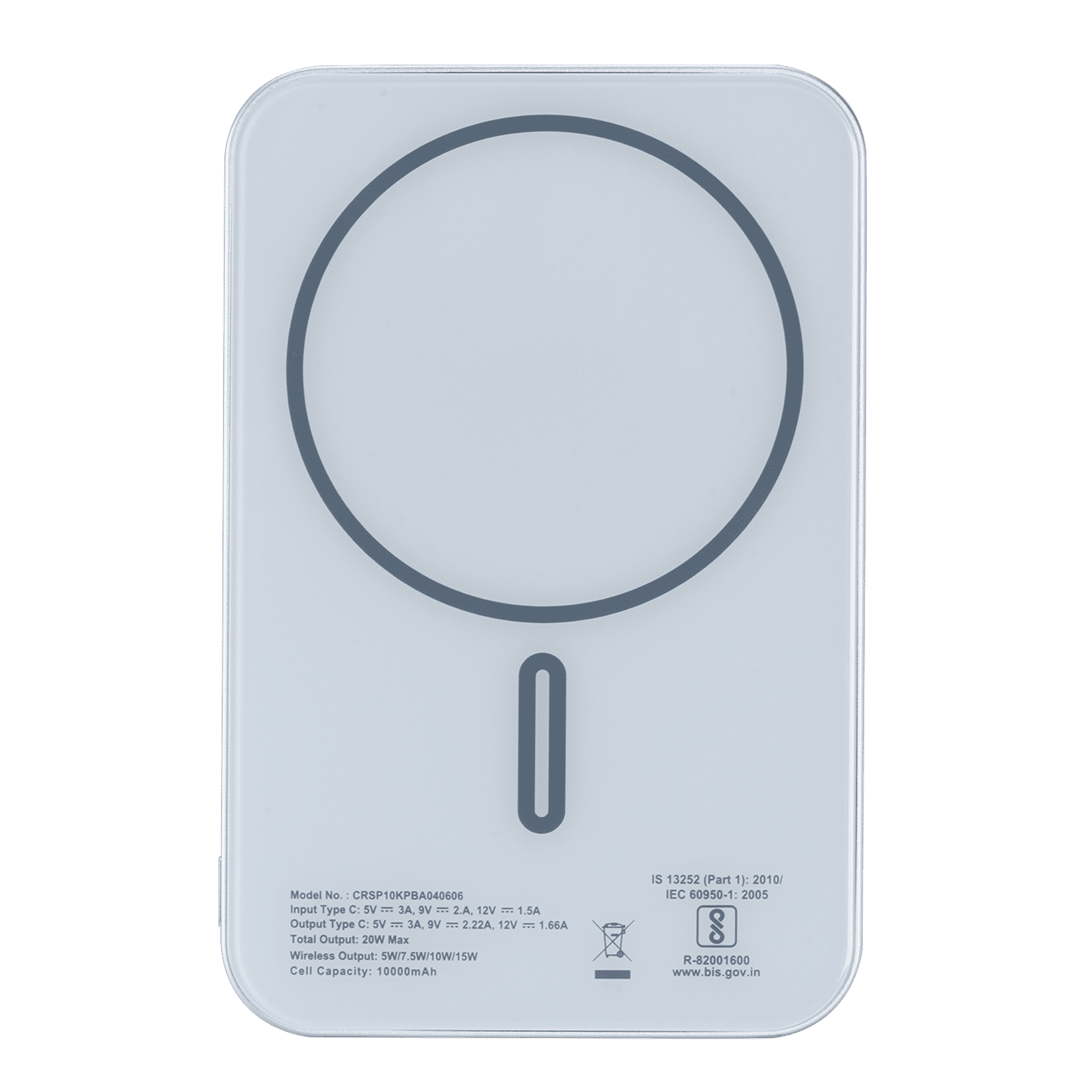 Croma 10000 mAh 20W Fast Charging Power Bank (1 Type C Port, Aluminium Casing, Magsafe Compatible, Silver)