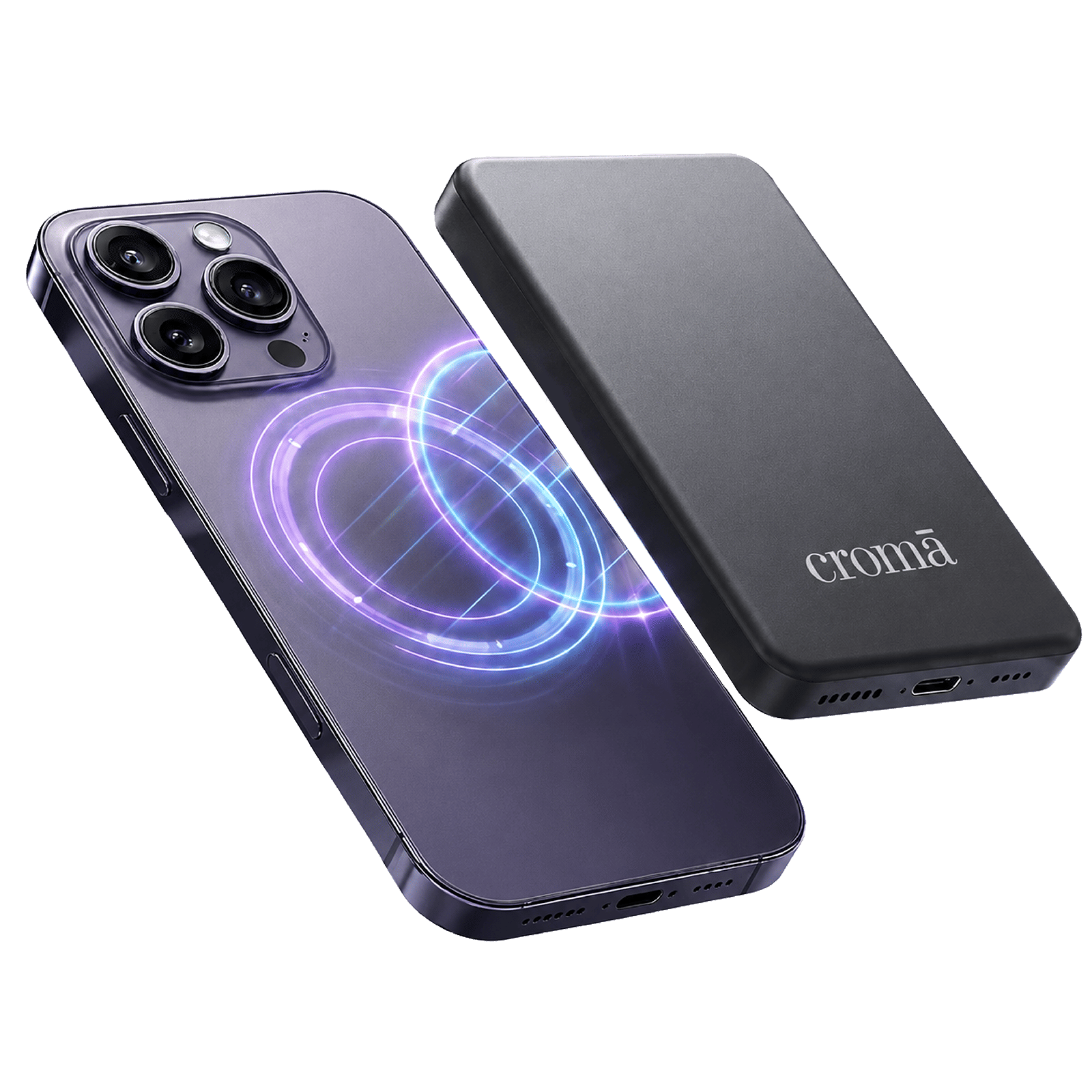 Croma 5000 mAh 20W Fast Charging Power Bank (1 Type C Port, Durable Plastic Case, Magsafe Compatible, Black)