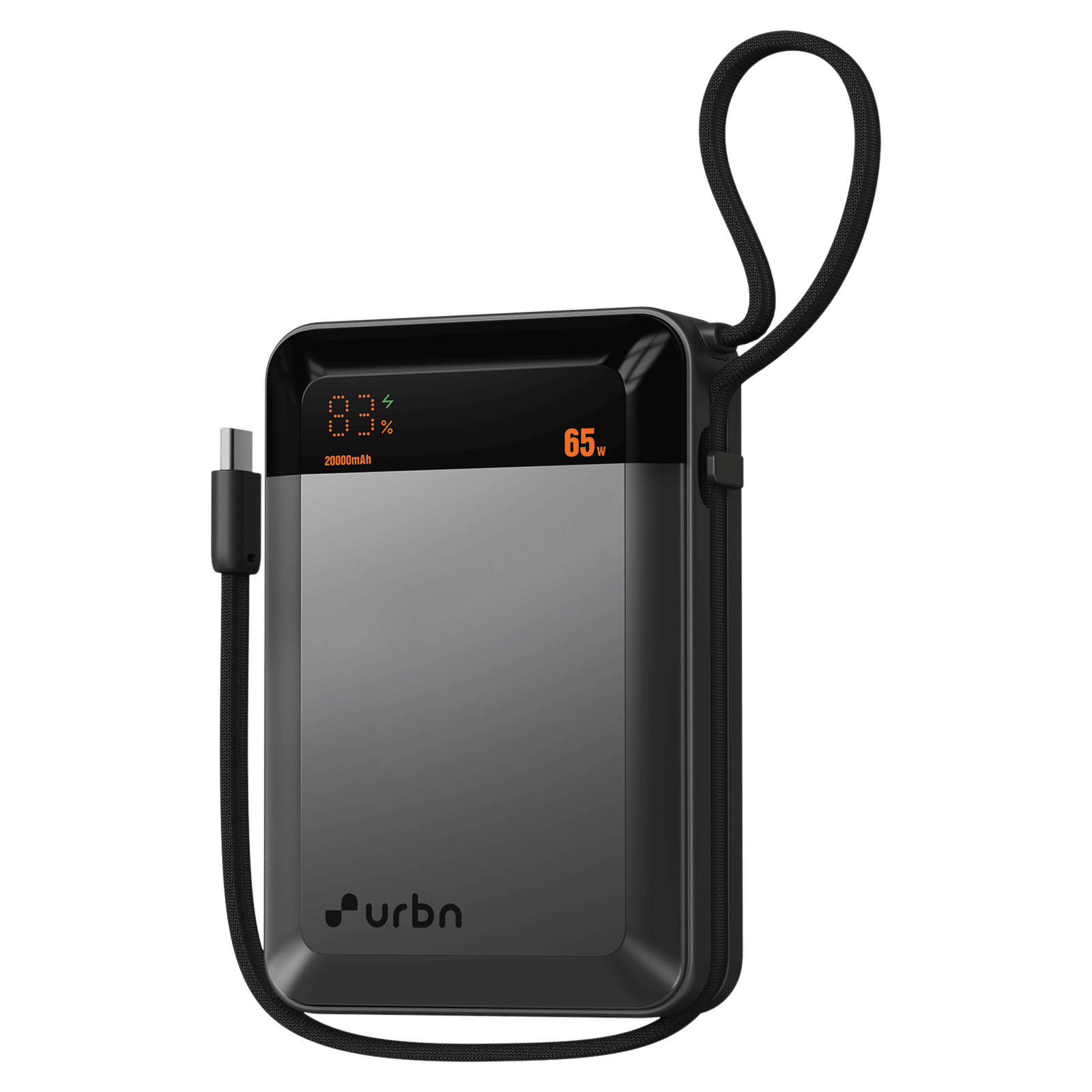 urbn Ultra Volt 20000 mAh 65W Fast Charging Power Bank (2 Type C Port, 12 Layer Circuit Protection, Grey)