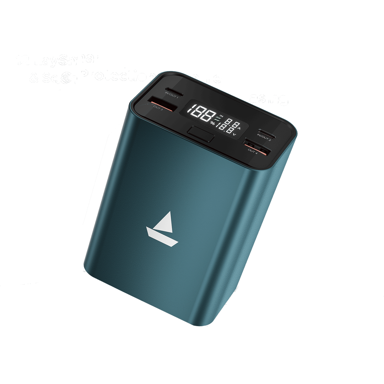 boAt Energyshroom PowerPulse 27000 mAh 160W Fast Charging Power Bank (2 Type C, 2 Type A Ports, Sleek Aluminium Casing, Scratch Resistant, Gunmetal)