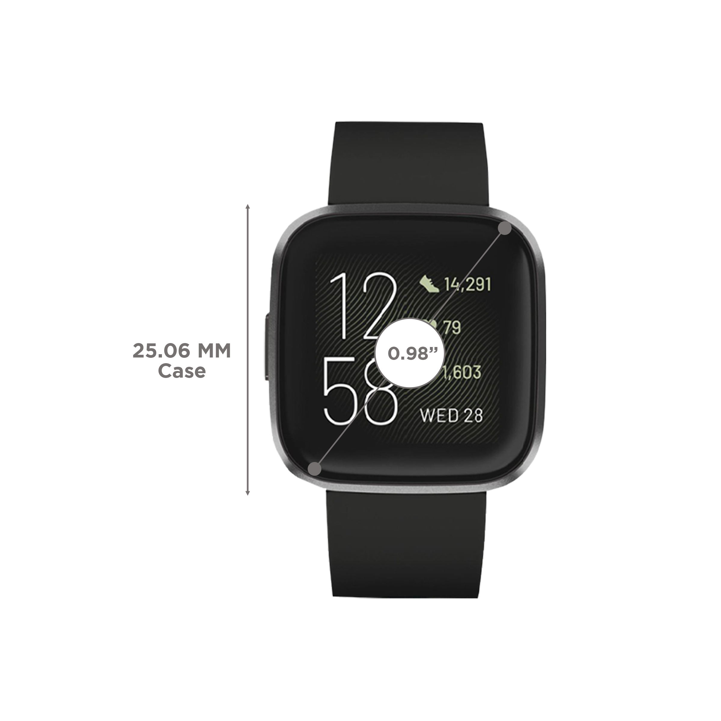 Heart Rate Fitbit Versa Smart Watch Black Carbon Fitbit Versa