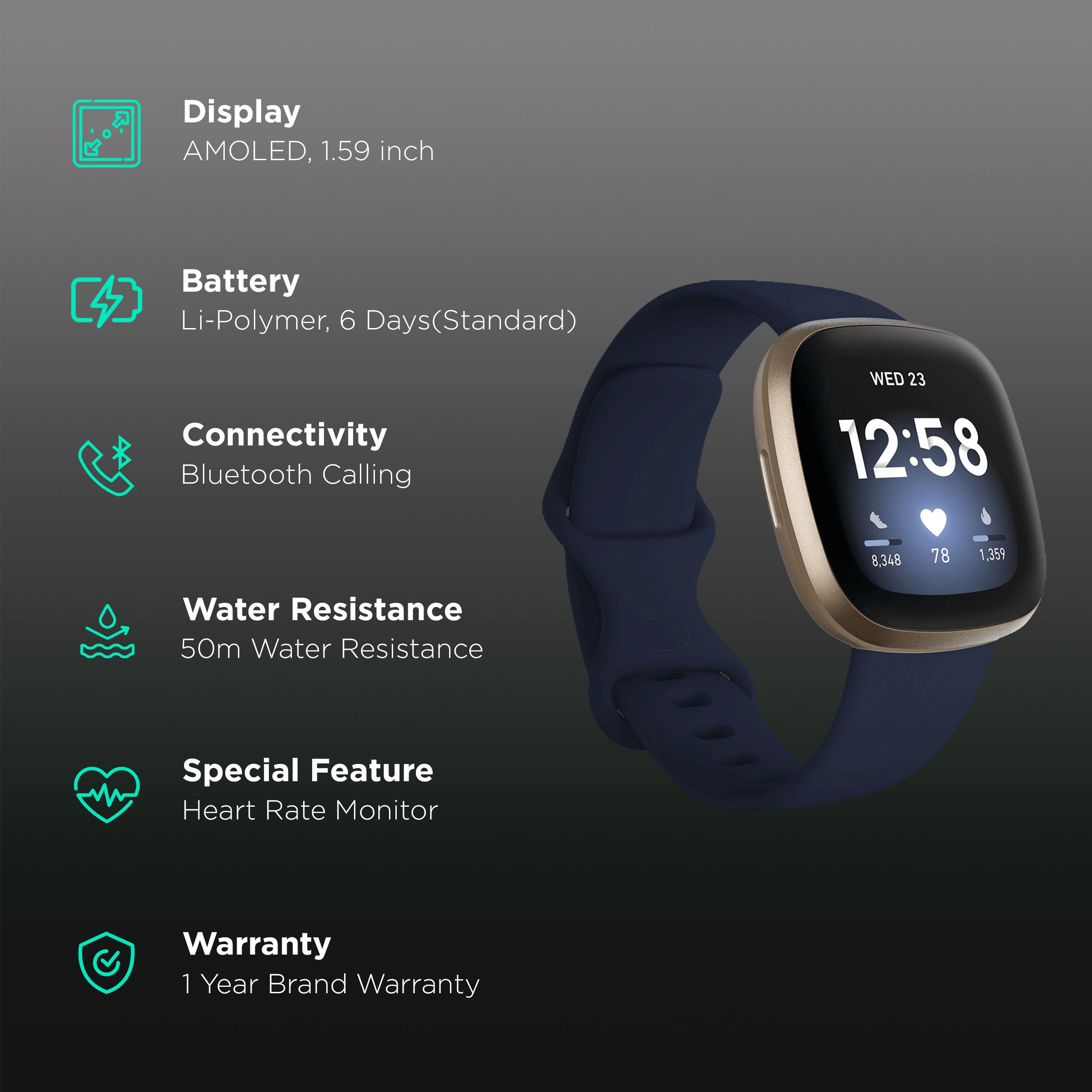 Comparison Chart Versa Screen Size Buy Fitbit Versa Smartwatch