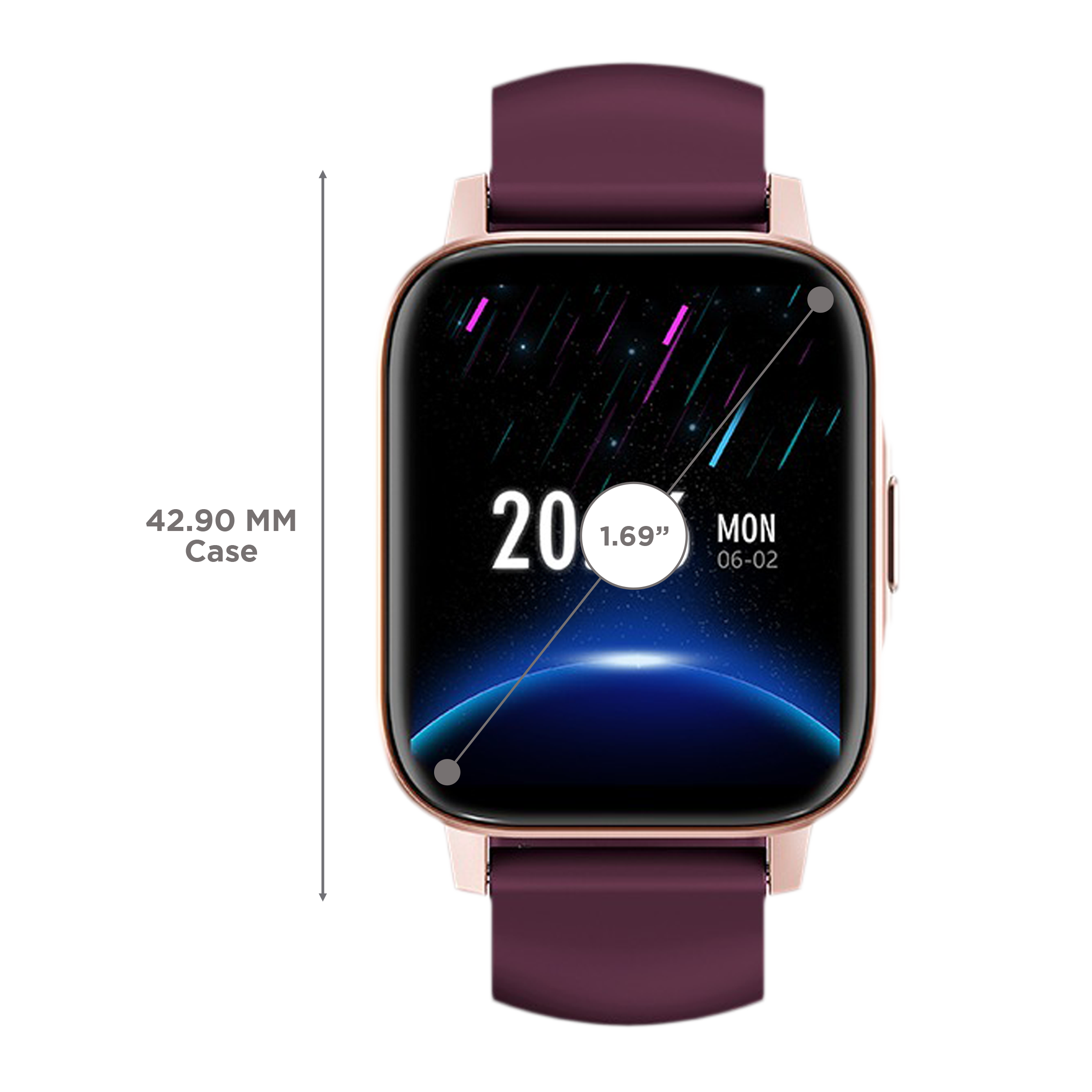 in base Urban Fit X Smartwatch with Activity Tracker LCD Display,  IP68 Water Resistant, Violet Strap)