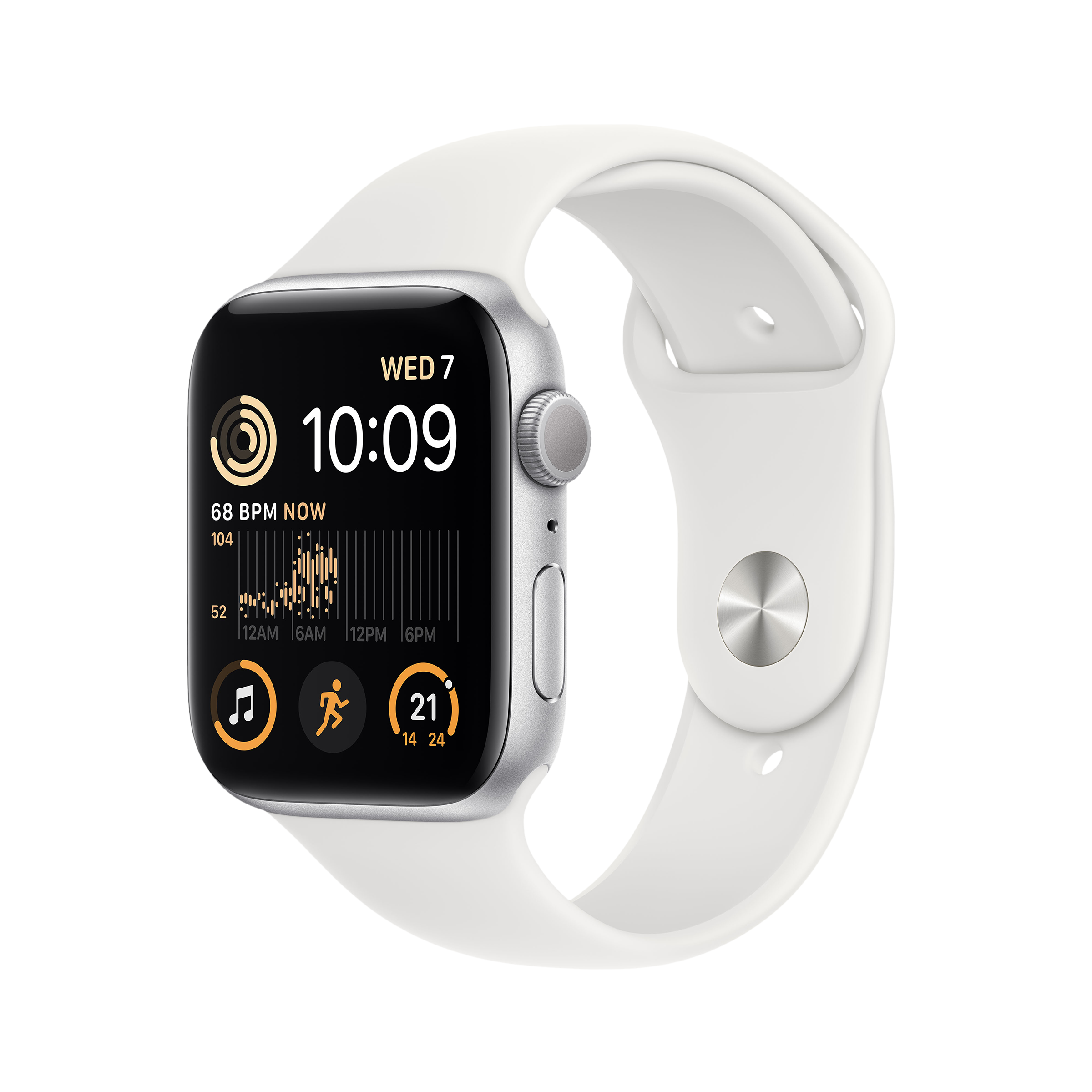 Apple Watch SE GPS with Sports Band (44mm Retina LTPO OLED Display, Silver Aluminium Case)