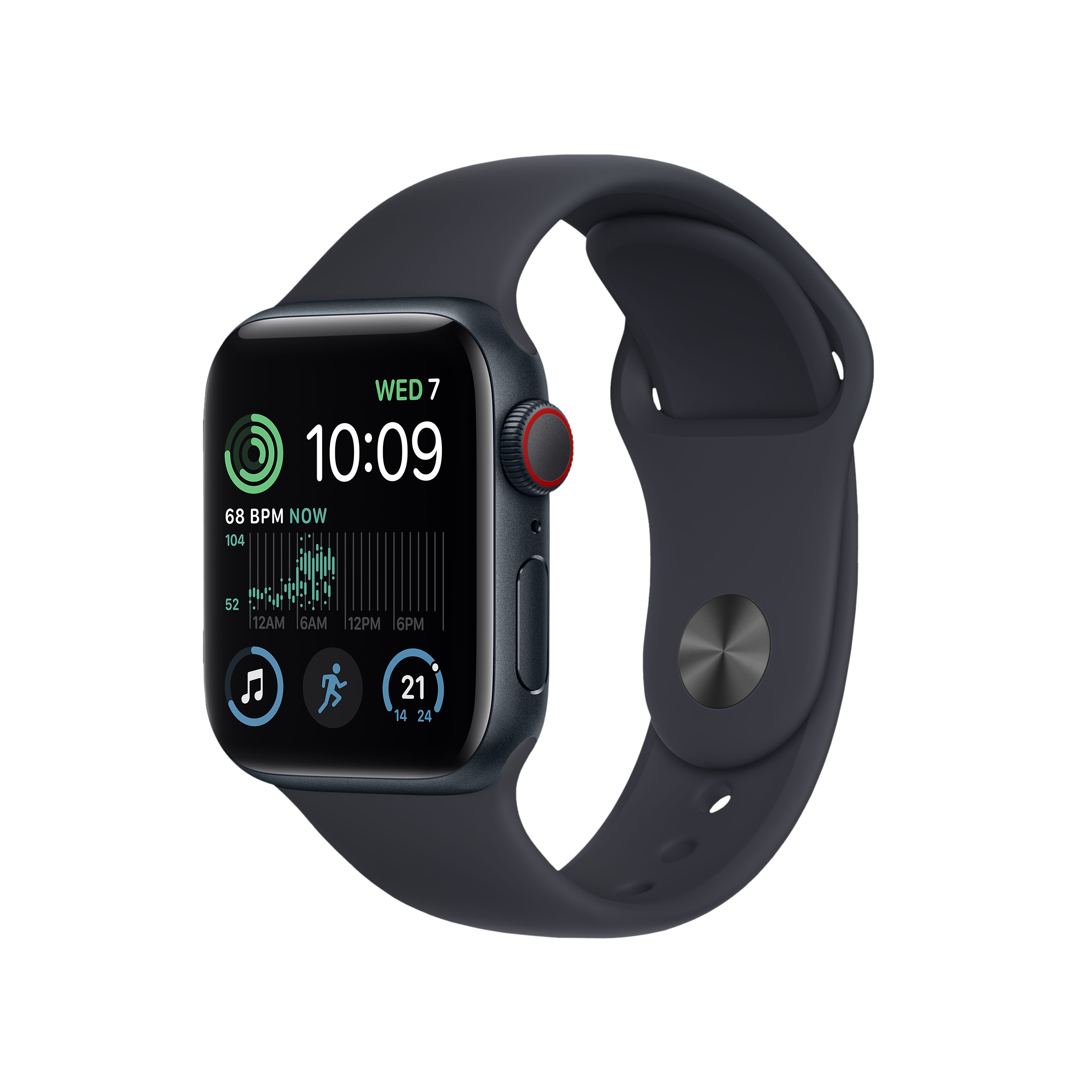 Apple Watch SE GPS + Cellular with Sports Band (40mm Retina LTPO OLED Display, Midnight Aluminium Case)