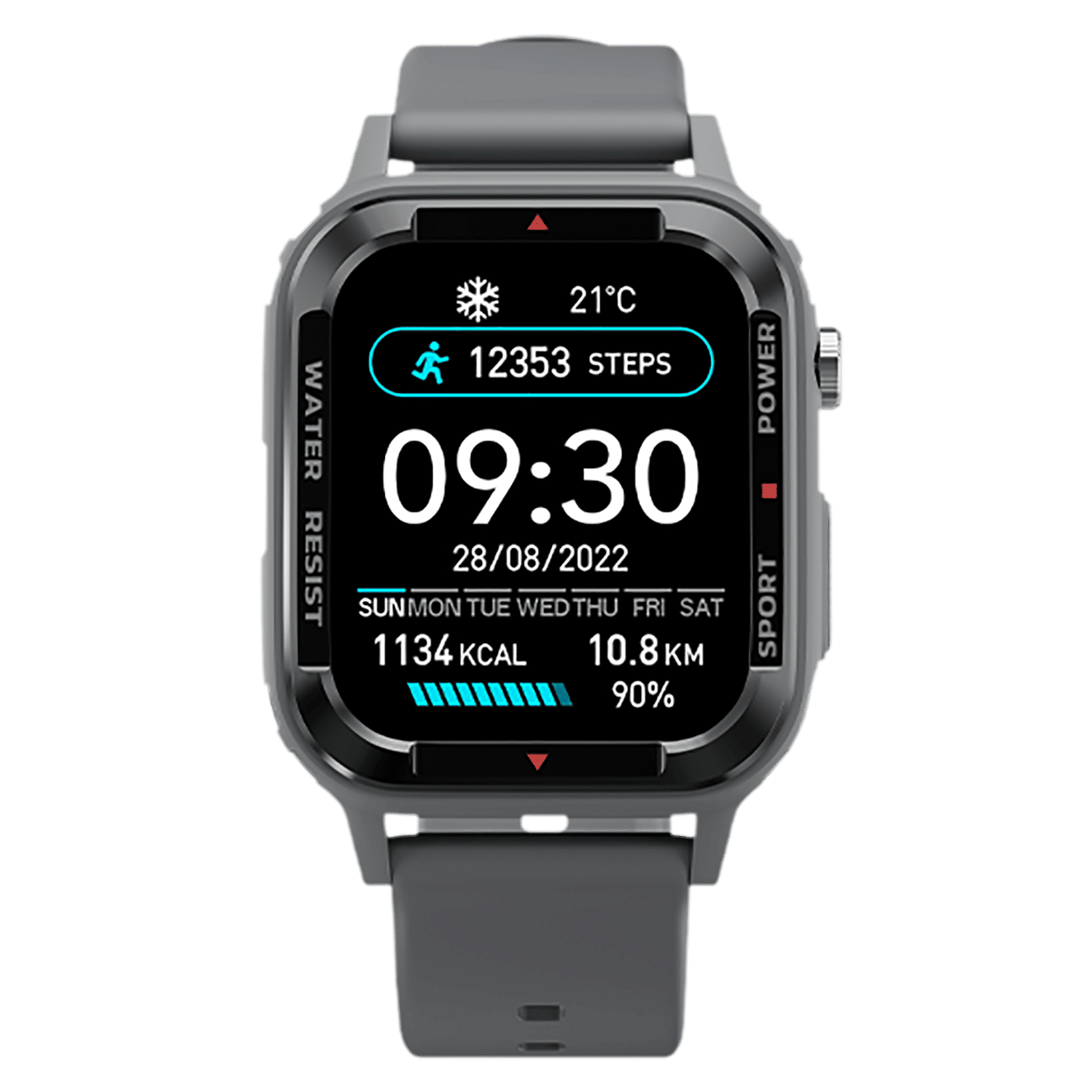 FIRE-BOLTT Tank Smartwatch with Bluetooth Calling (46.50mm Analog-Digital Display, IP67 Water Resistant, Grey Strap)