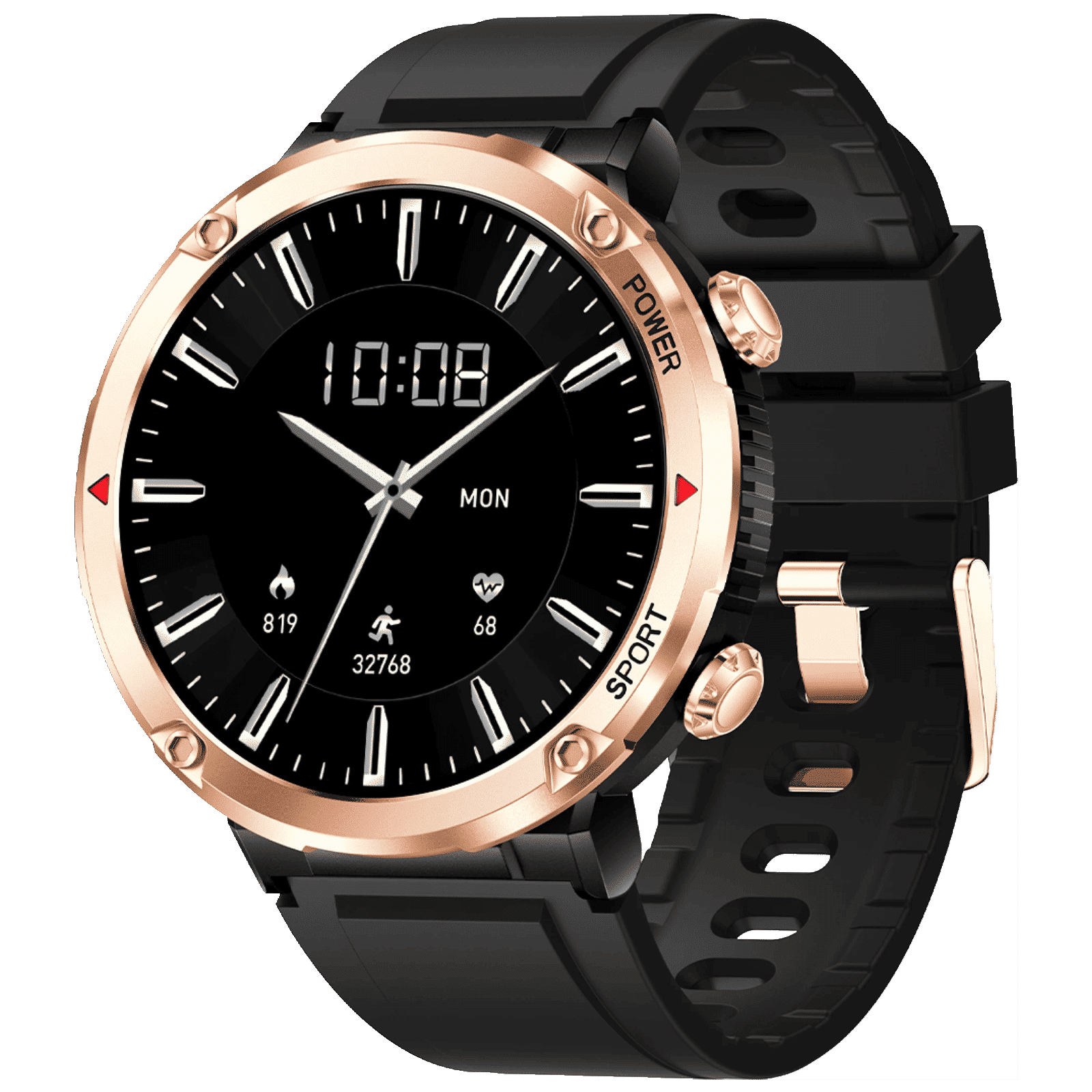 FIRE-BOLTT Sphere Smartwatch with Bluetooth Calling (40.6mm HD Display, IP68 Water Resistant, Black Strap)