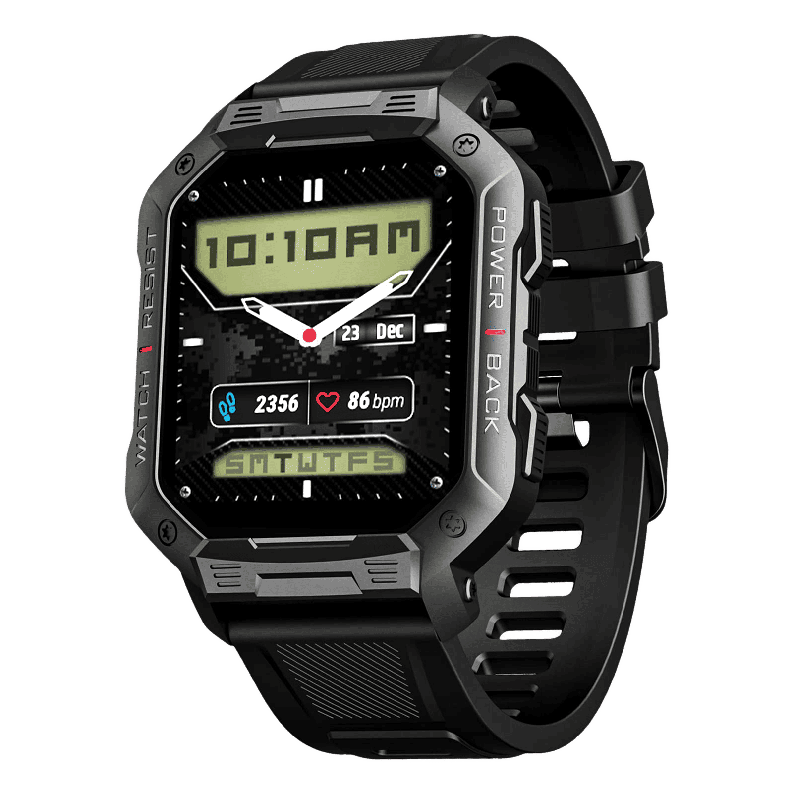 boAt Wave Armour Smartwatch with Bluetooth Calling (46.4mm HD Display, IP68 Sweat Resistant, Active Black Strap)