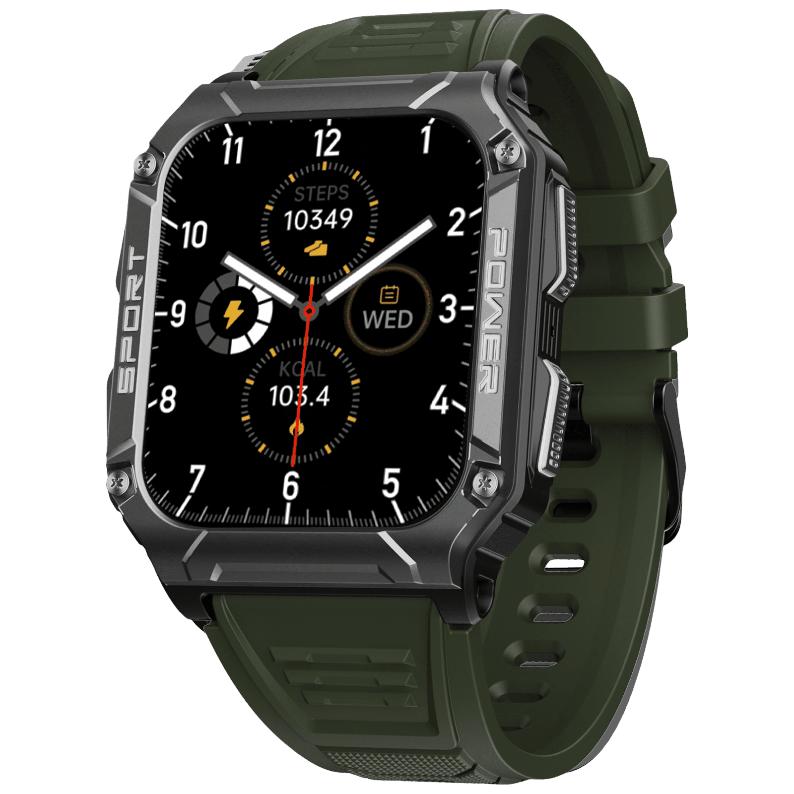boAt Wave Force 2 Smartwatch with Bluetooth Calling (50.6mm HD Display, IP68 Water Resistant, Forest Green Strap)