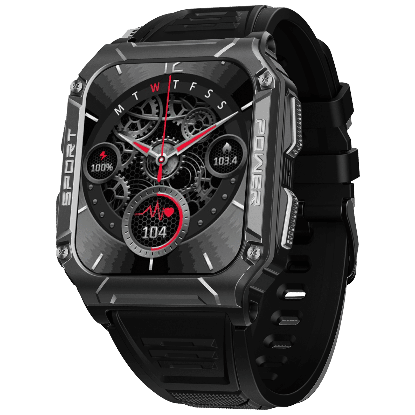 boAt Wave Force 2 Smartwatch with Bluetooth Calling (50.6mm HD Display, IP68 Water Resistant, Active Black Strap)