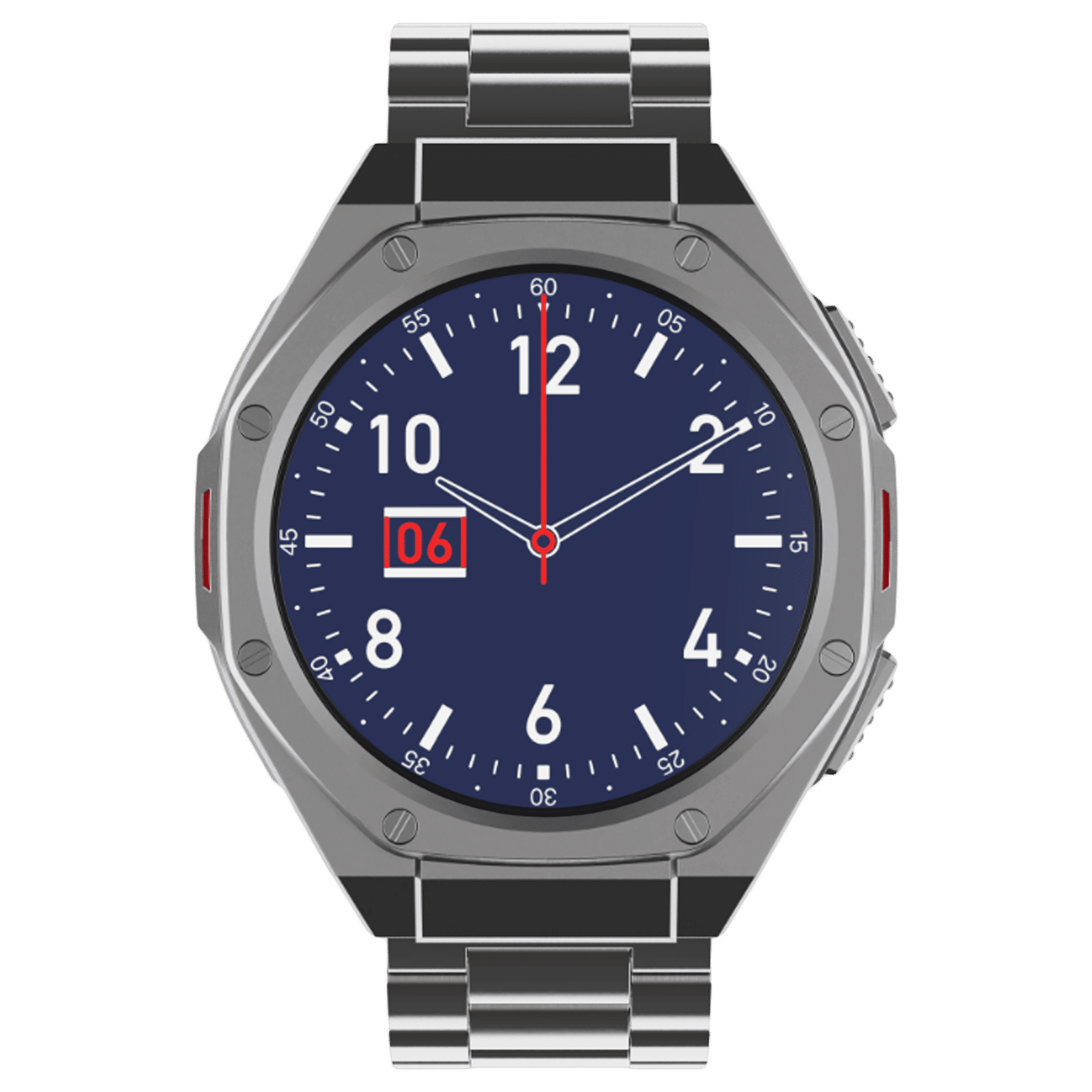 boAt Enigma X600 Smartwatch with Bluetooth Calling (42mm, AMOLED Display, IP68 Water Resistant, Classic Silver Strap)
