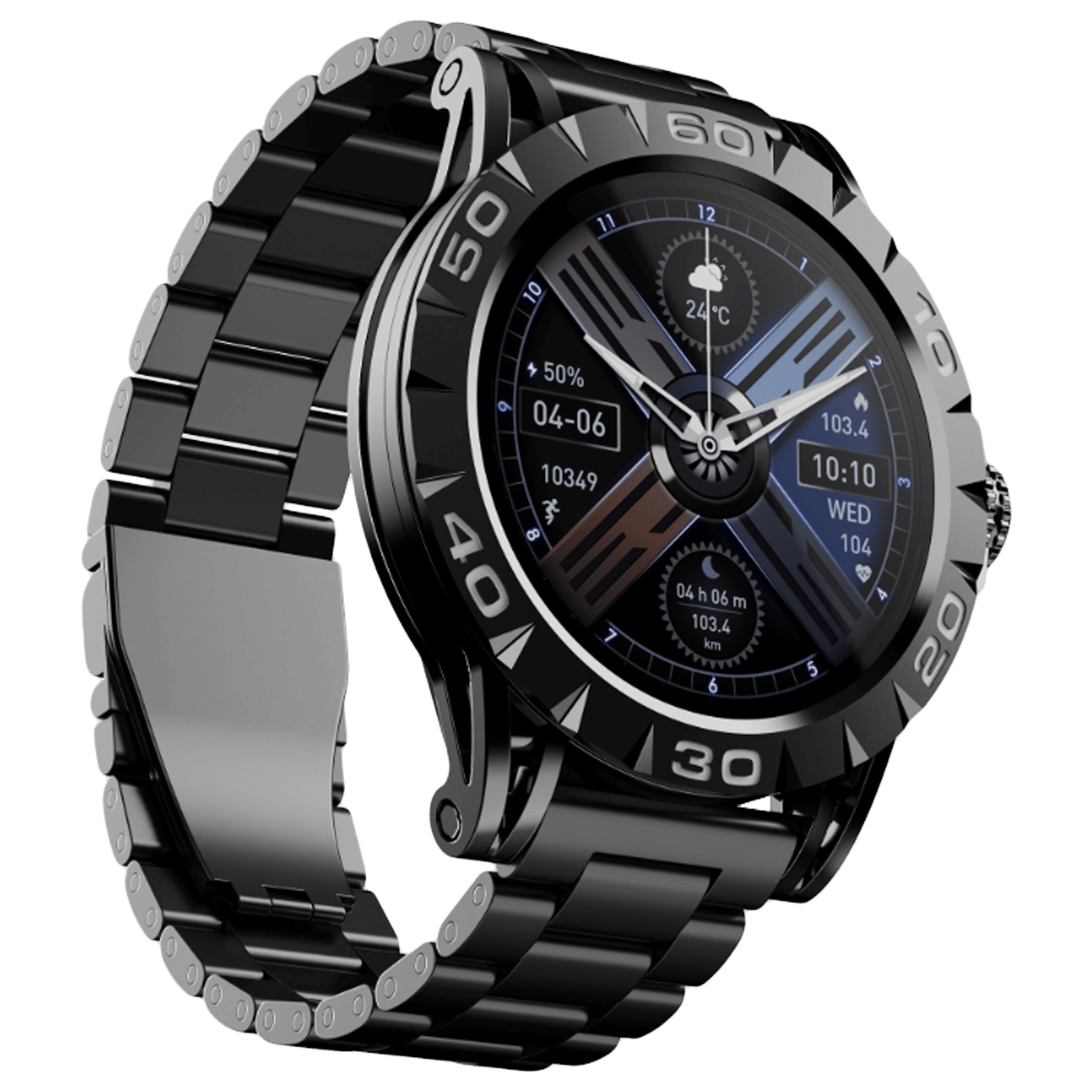 boAt Enigma Z30 Smartwatch with Bluetooth Calling (36.3mm AMOLED Display, IP67 Sweat Resistant, Classic Black Strap)