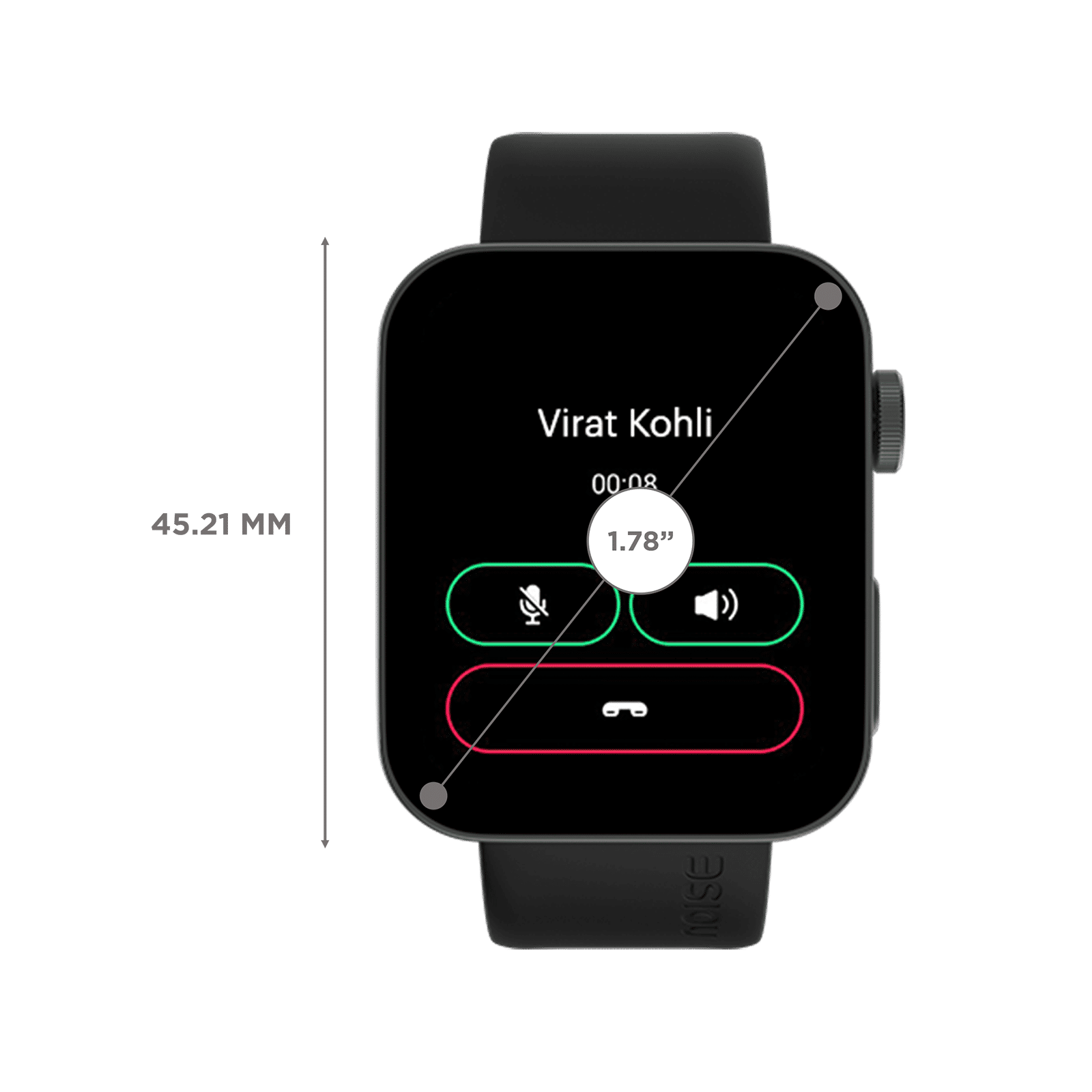 noise ColorFit Caliber Smartwatch with Bluetooth Calling AMOLED  Display, IP68 Water Resistant, Jet Black Strap)