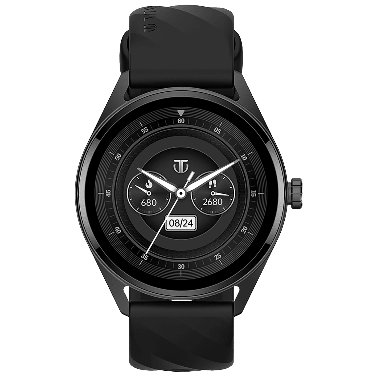 TITAN Crest Smartwatch with Bluetooth Calling (36.3mm AMOLED Display, IP68 Water Resistant, Black Strap)