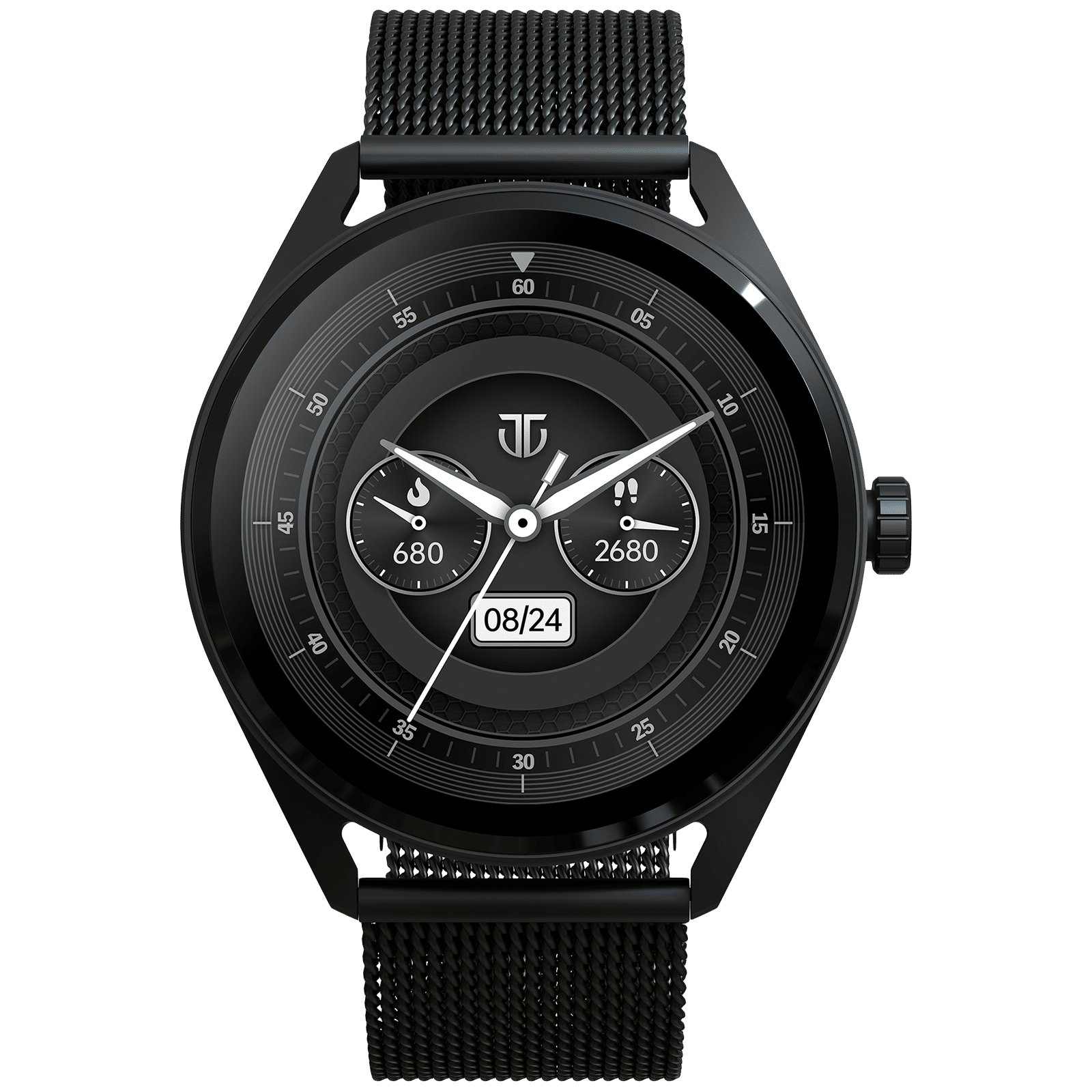 TITAN Crest Smartwatch with Bluetooth Calling (36.3mm AMOLED Display, IP68 Water Resistant, Black Mesh Strap)